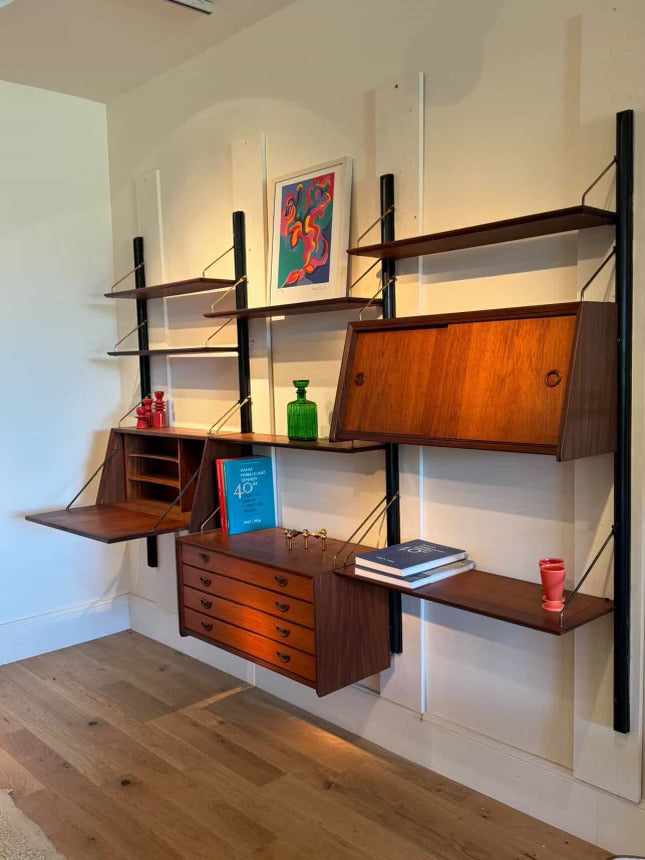 Bibliothèque système mural scandinave vintage "Kristen" de Louis Van Teeffelen pour Webé années 1960