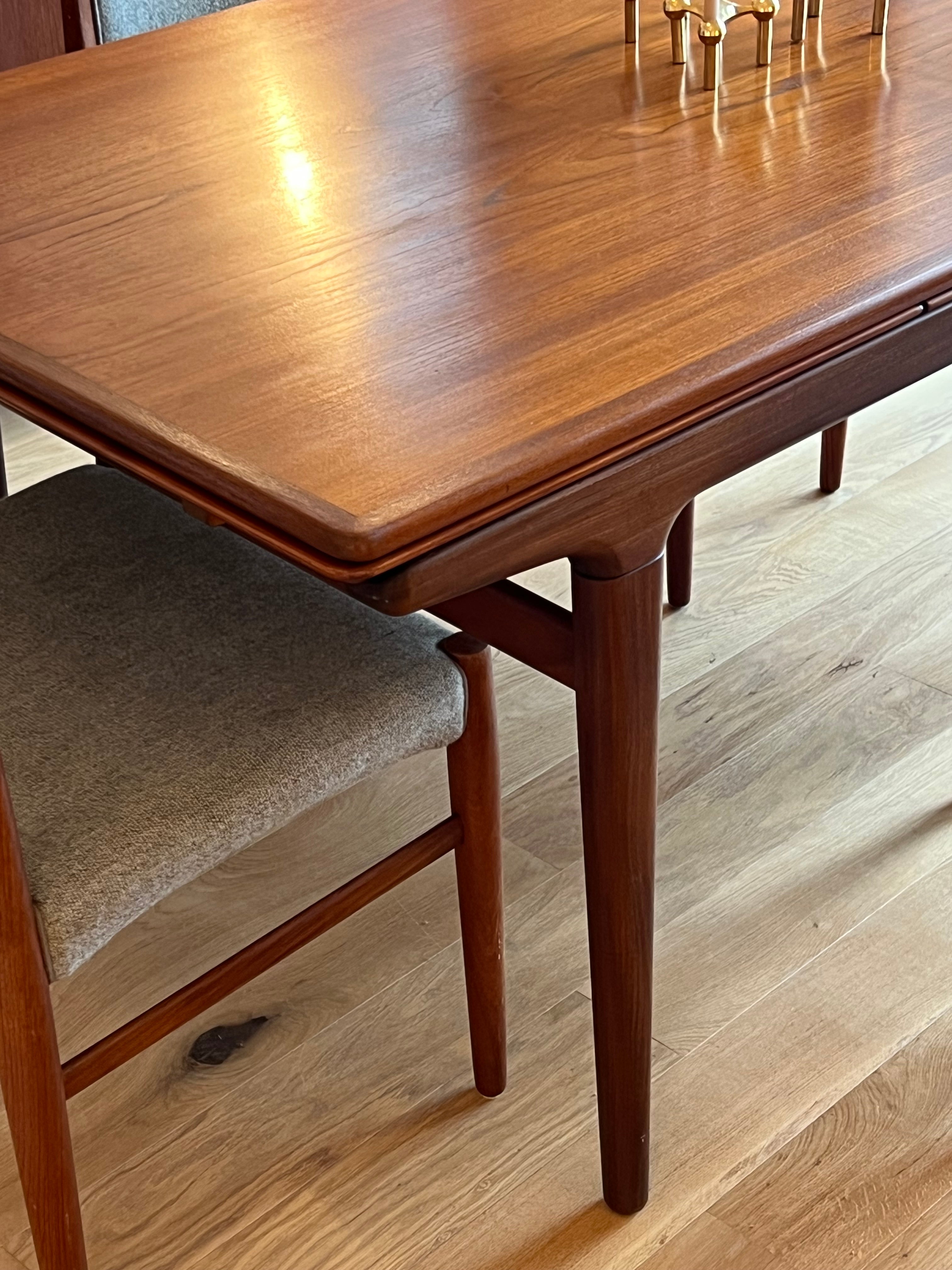Table de salle à manger scandinave vintage extensible en teck – Johannes Andersen, années 1960