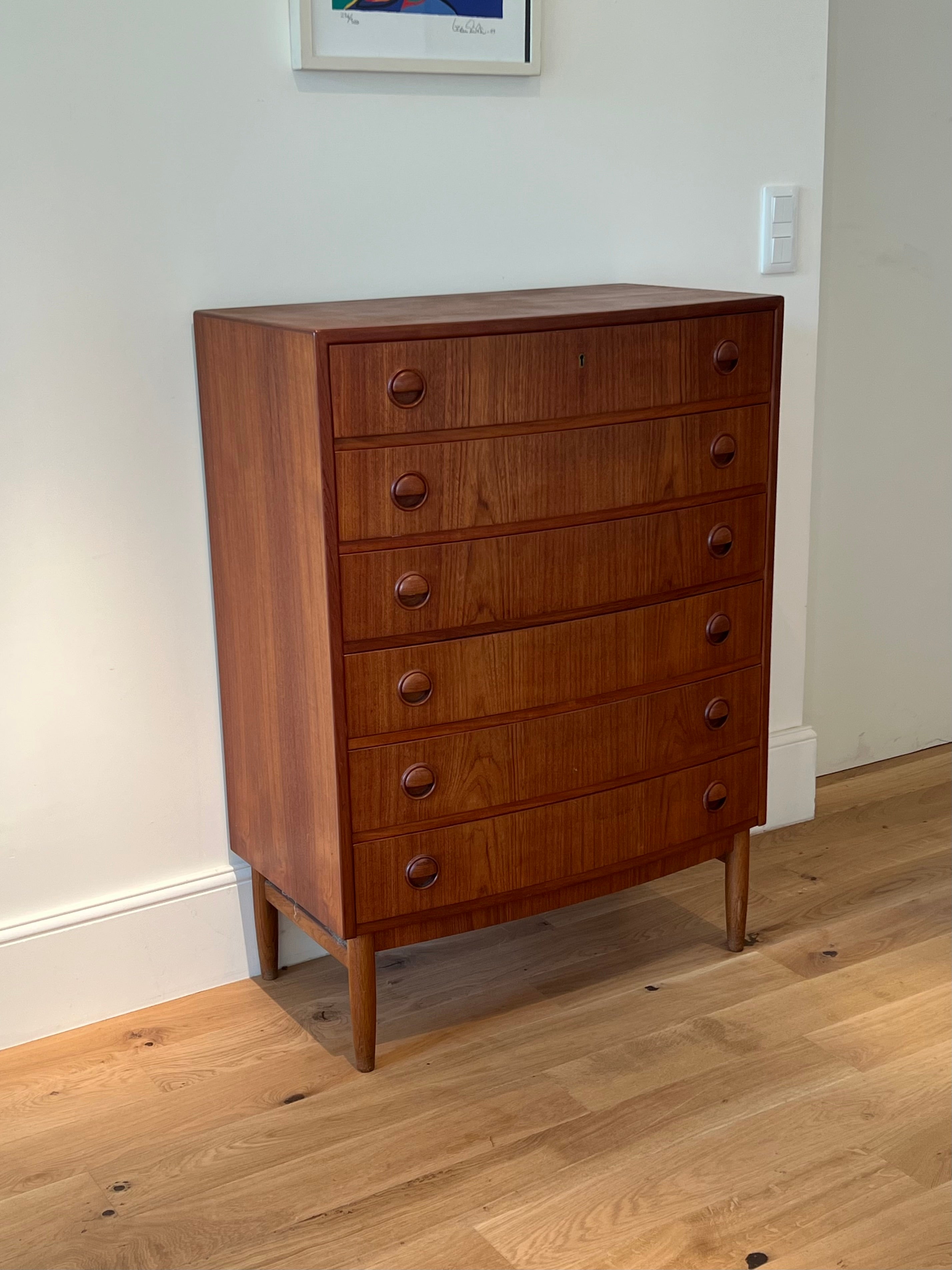 Commode haute - chiffonnier scandinave vintage en teck « Inger »