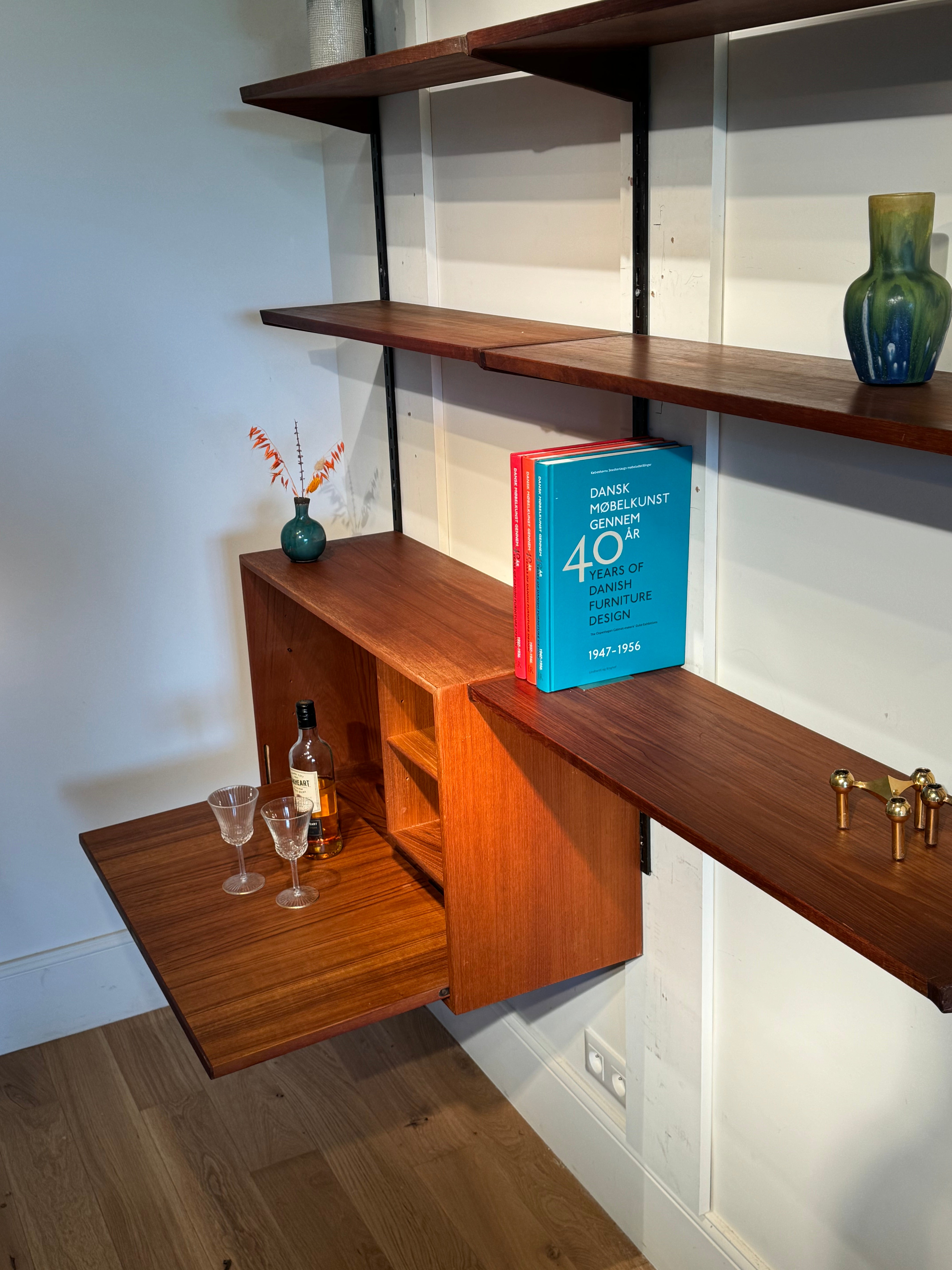 Bibliothèque murale scandinave vintage par Kai Kristiansen pour FM Møbler