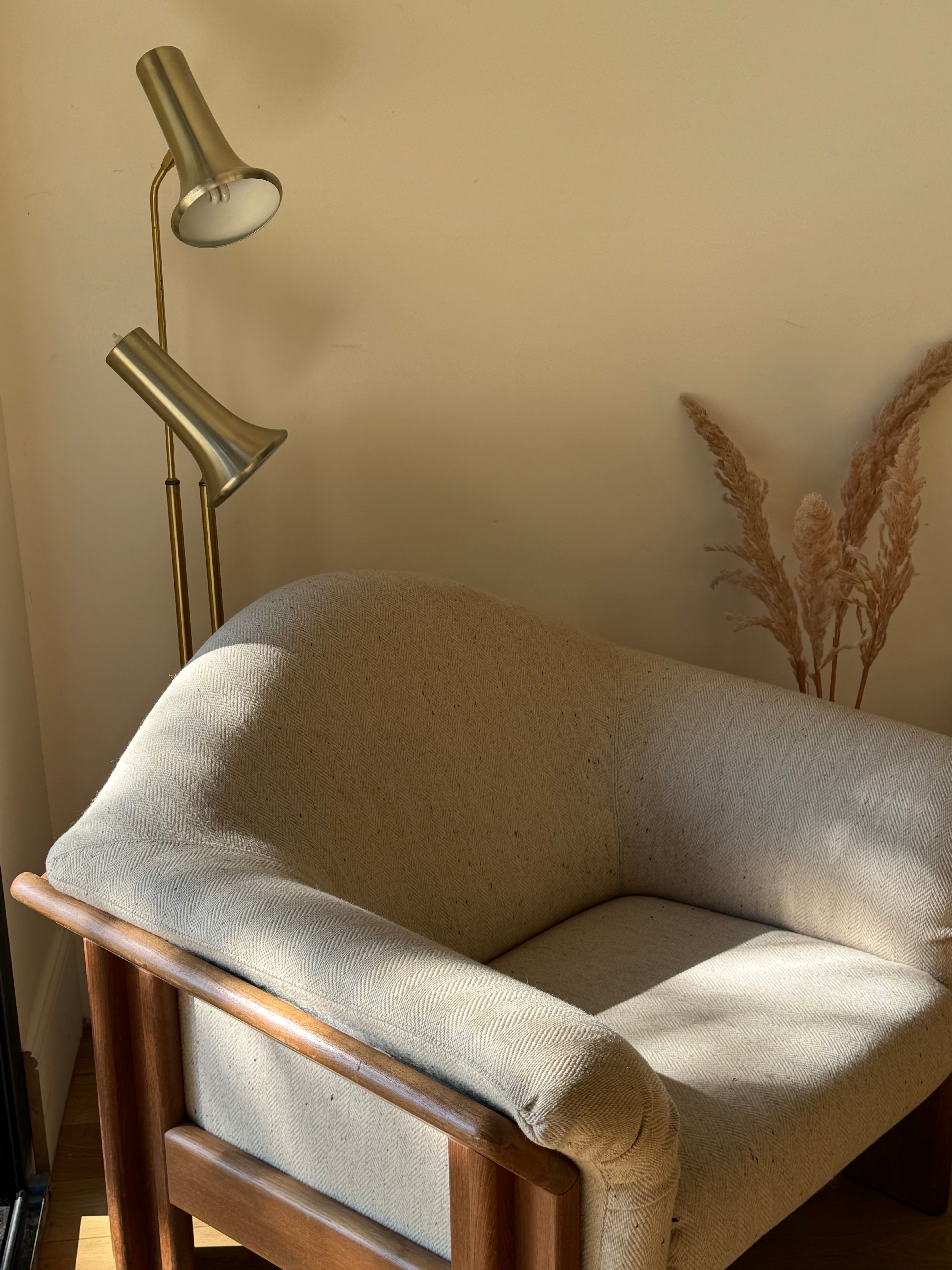 Fauteuil vintage scandinave en teck et lainage d'origine "Vikor"