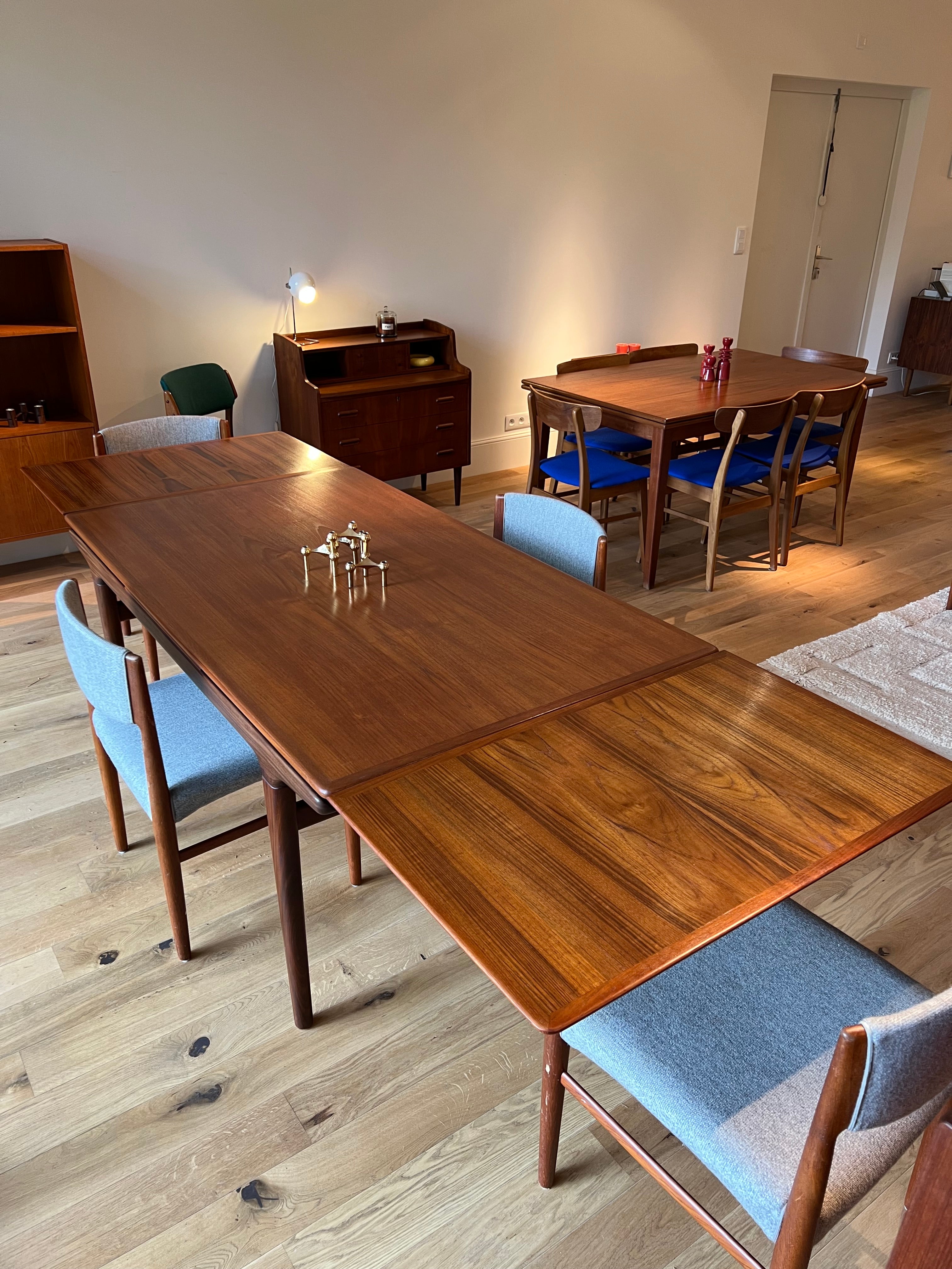 Table de salle à manger scandinave vintage extensible en teck – Johannes Andersen, années 1960