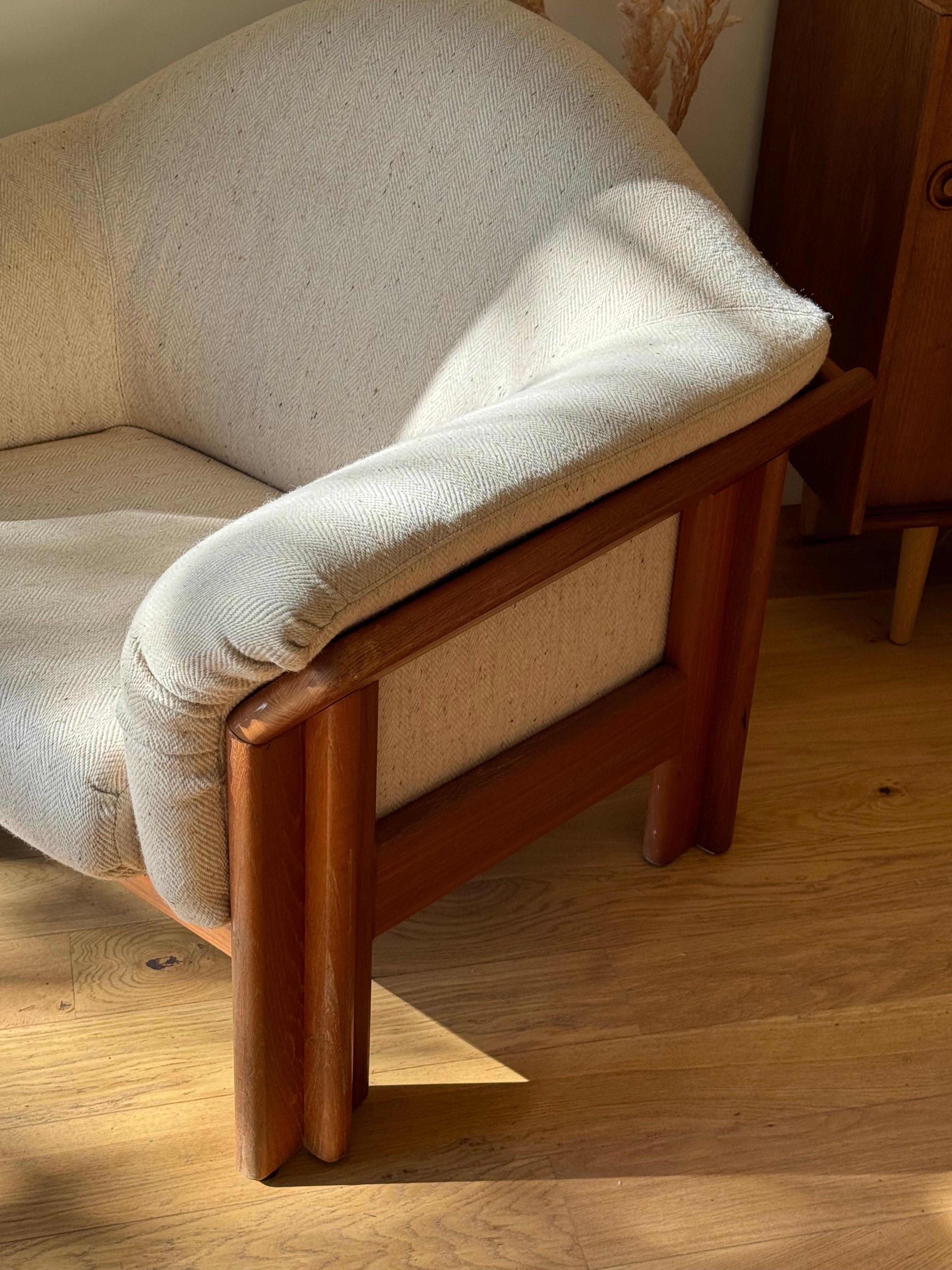Fauteuil vintage scandinave en teck et lainage d'origine "Vikor"