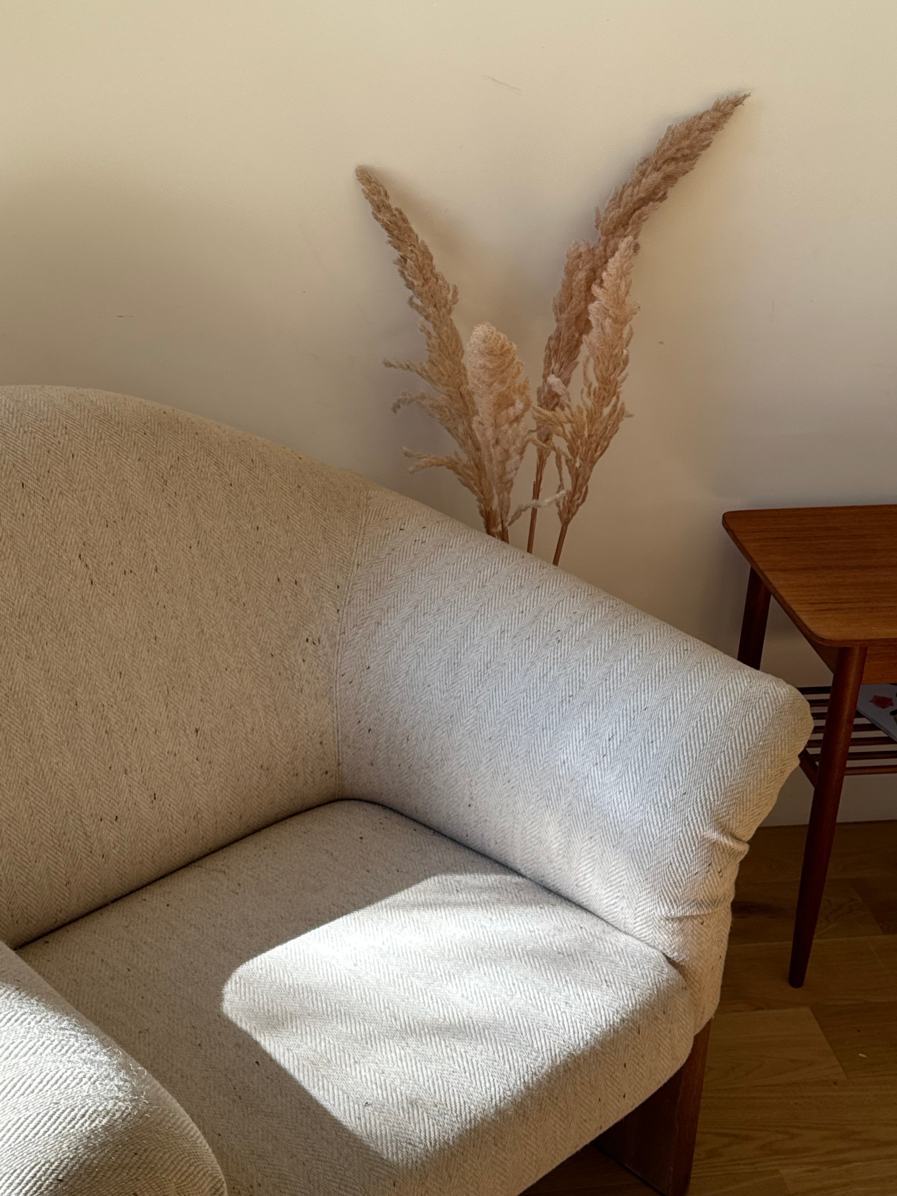 Fauteuil vintage scandinave en teck et lainage d'origine "Vikor"