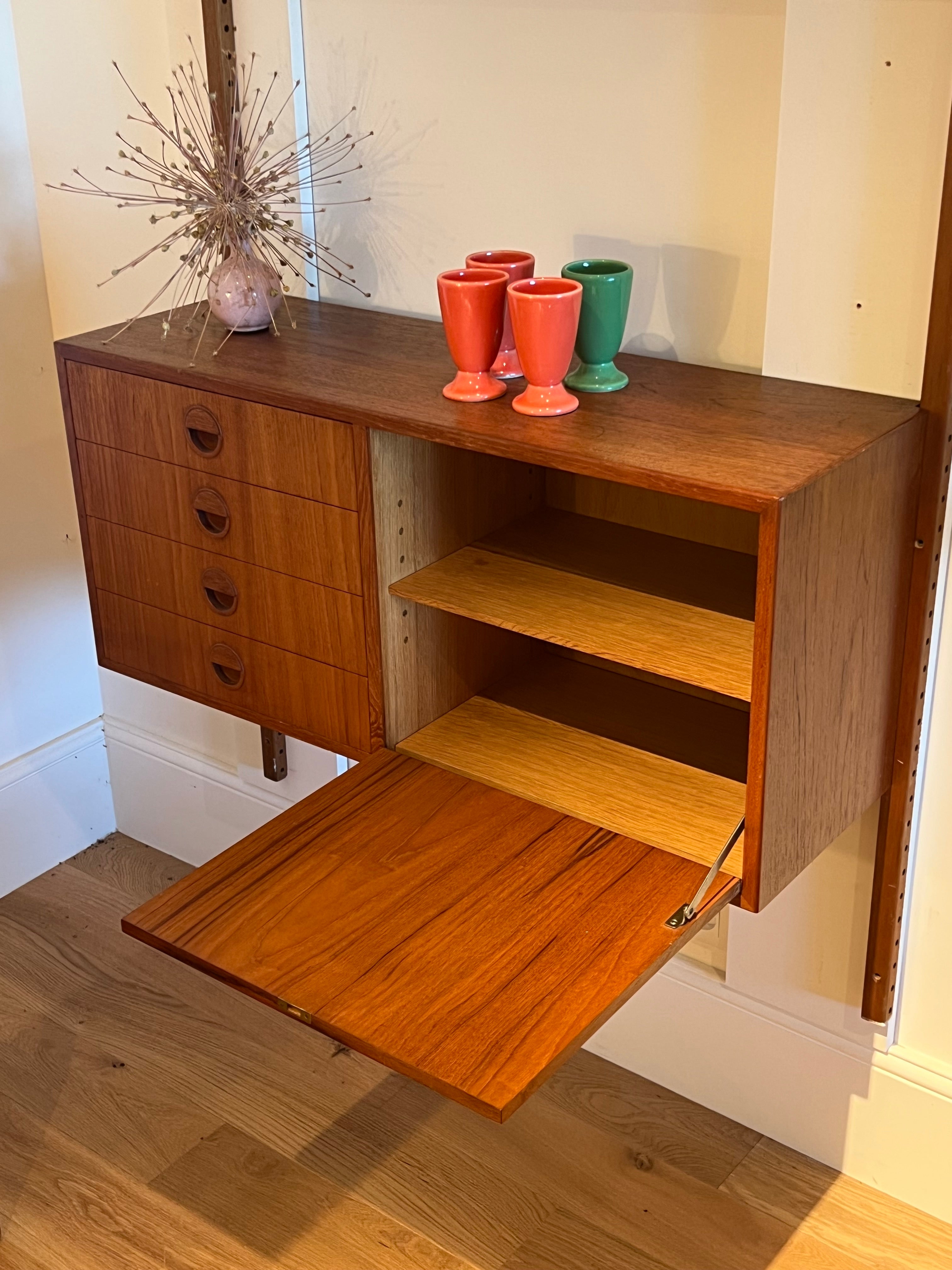 Bibliothèque système royal scandinave en teck Poul Cadovius (1 linéaire)