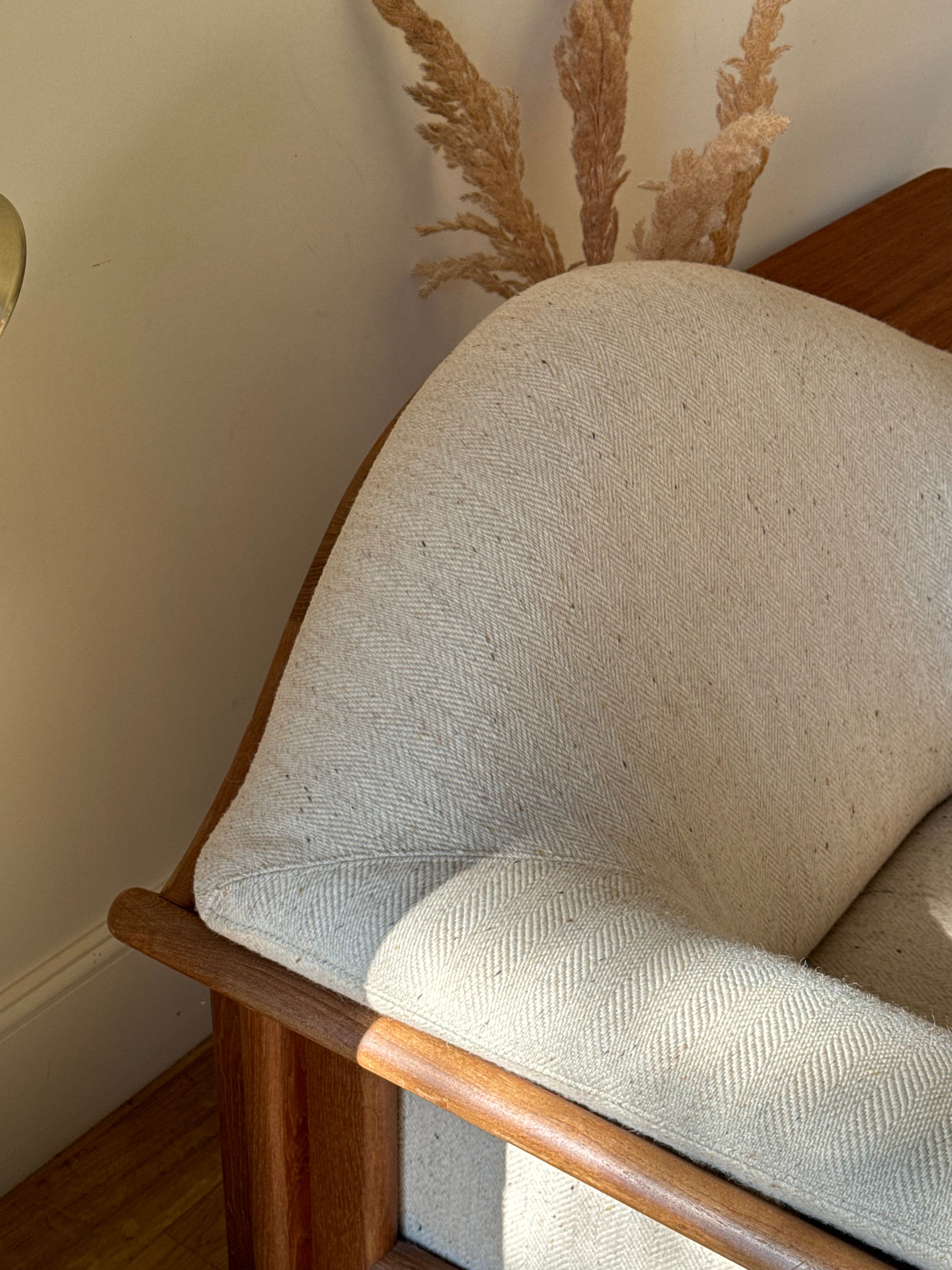 Fauteuil vintage scandinave en teck et lainage d'origine "Vikor"