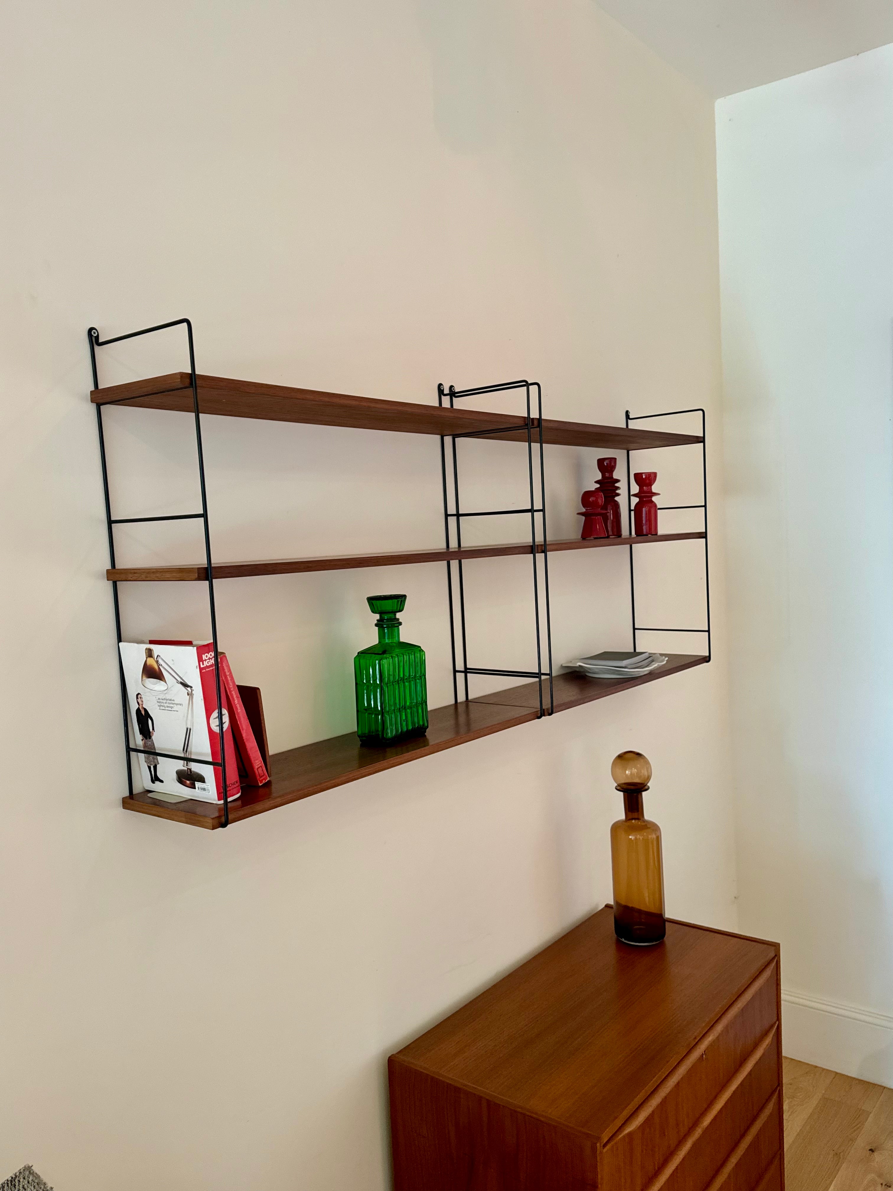 Étagère murale String scandinave vintage "Svea" en teck (6 étagères)
