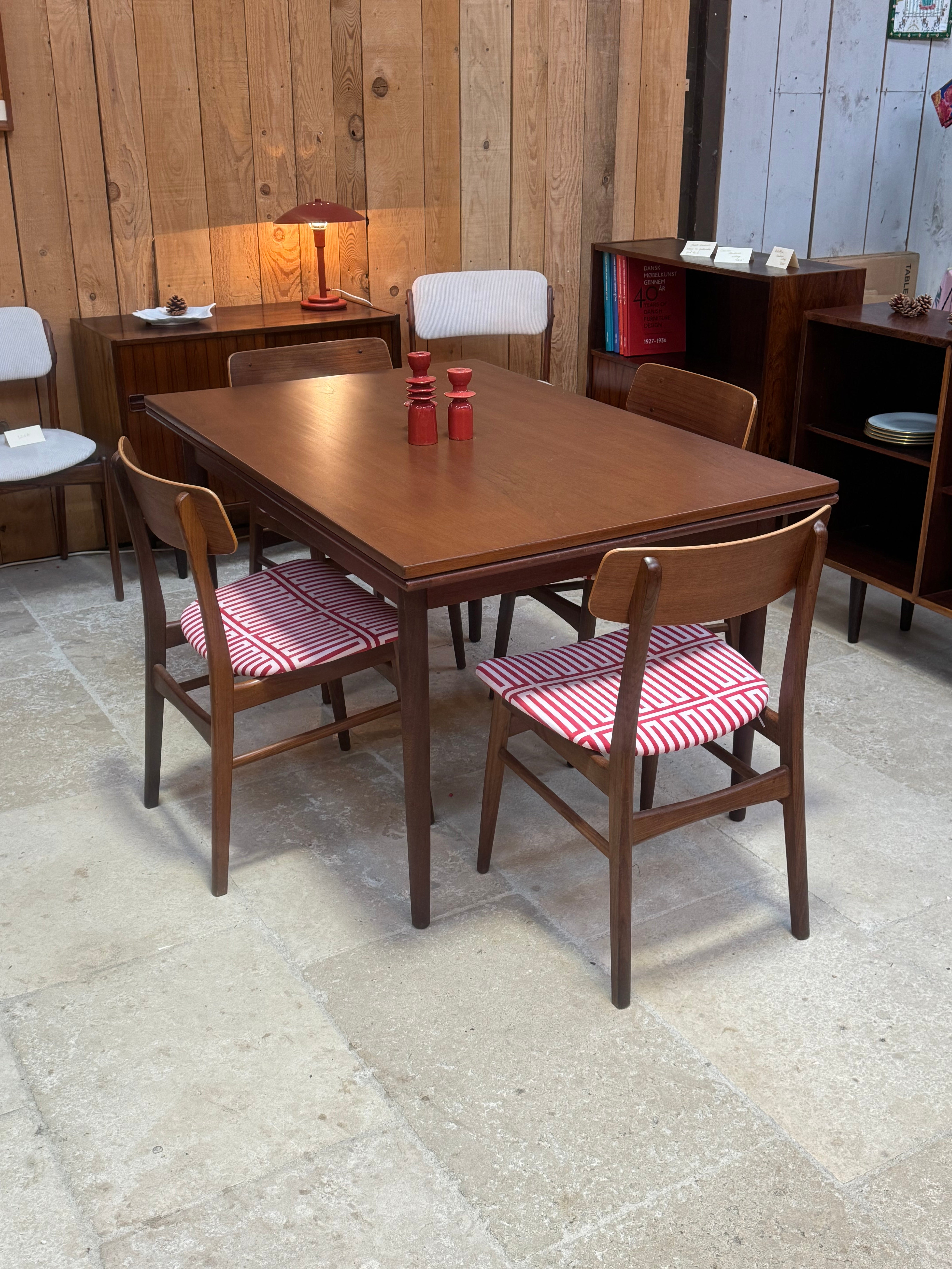 Table de salle à manger scandinave vintage extensible en teck "Allen"