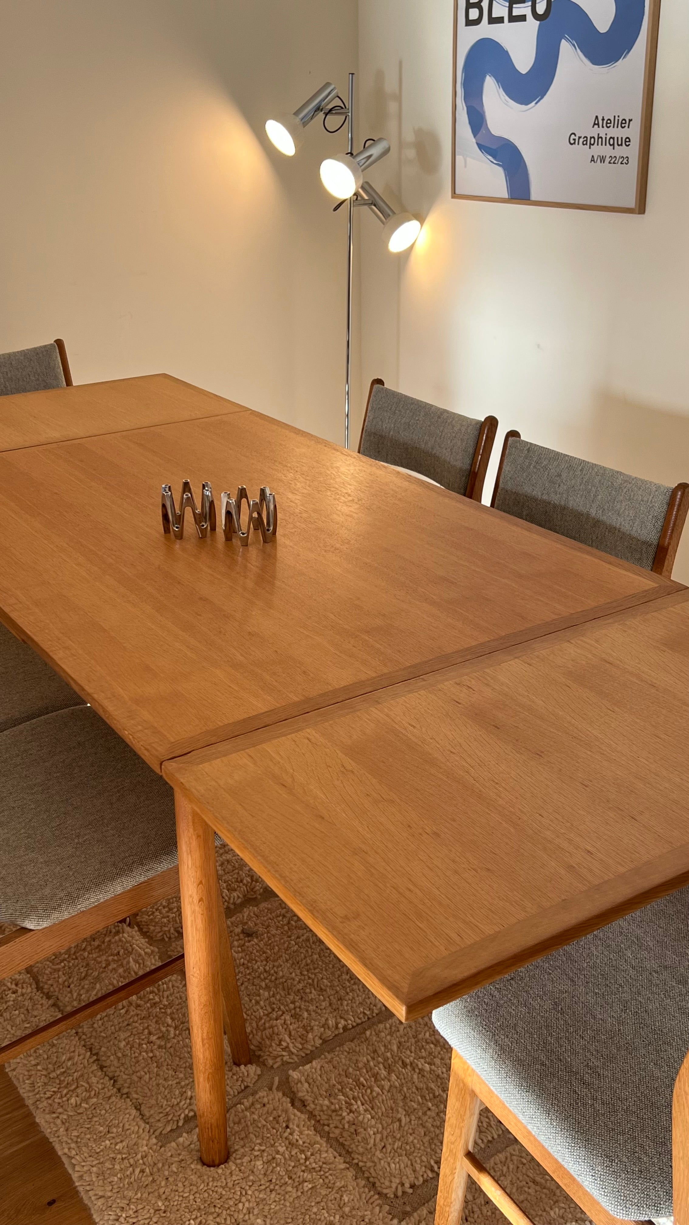 Table de salle à manger scandinave vintage extensible en chêne "Anneli"