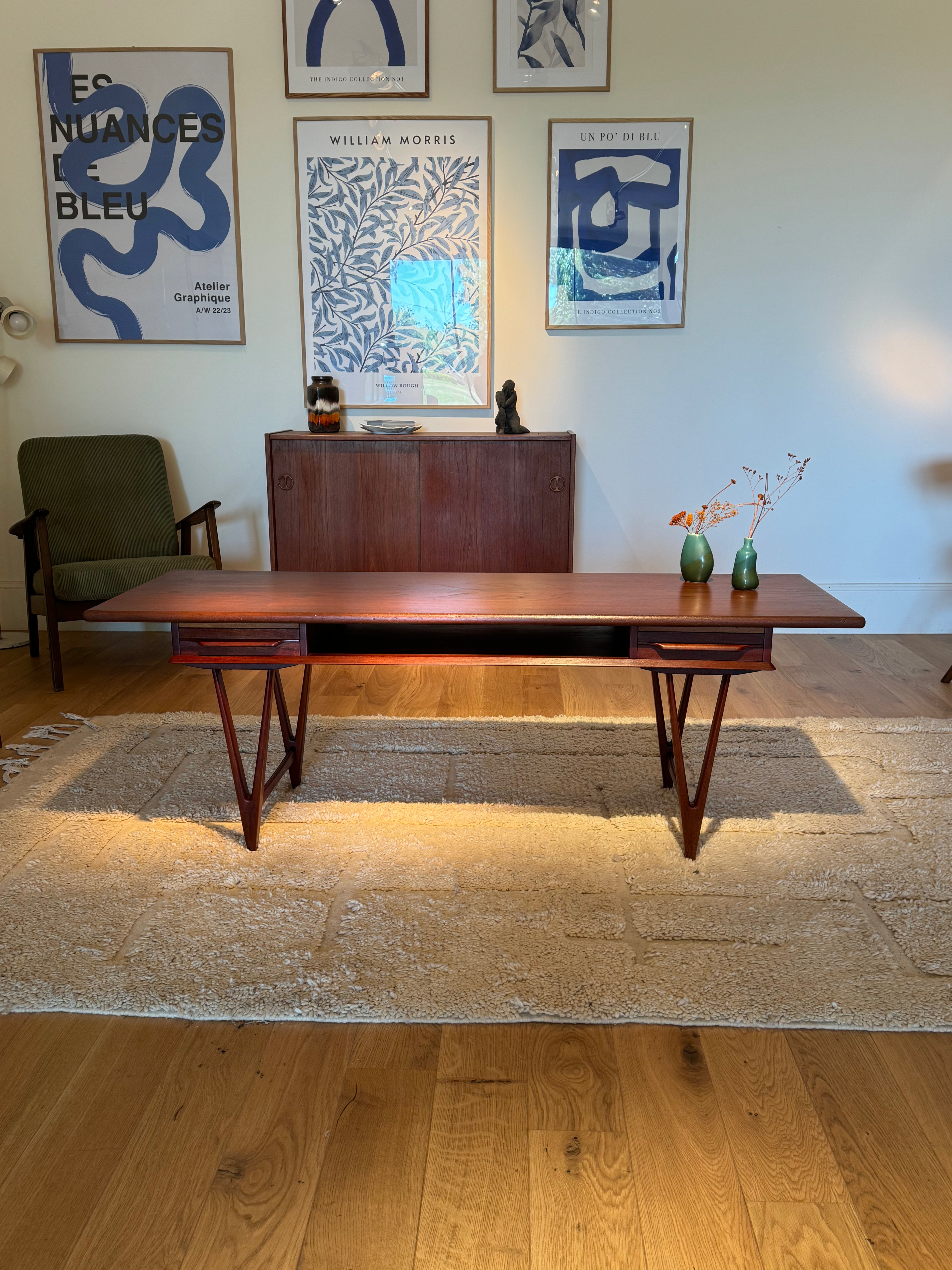 Table basse danoise vintage en teck par E.W. Bach pour Toften Møbelfabrik
