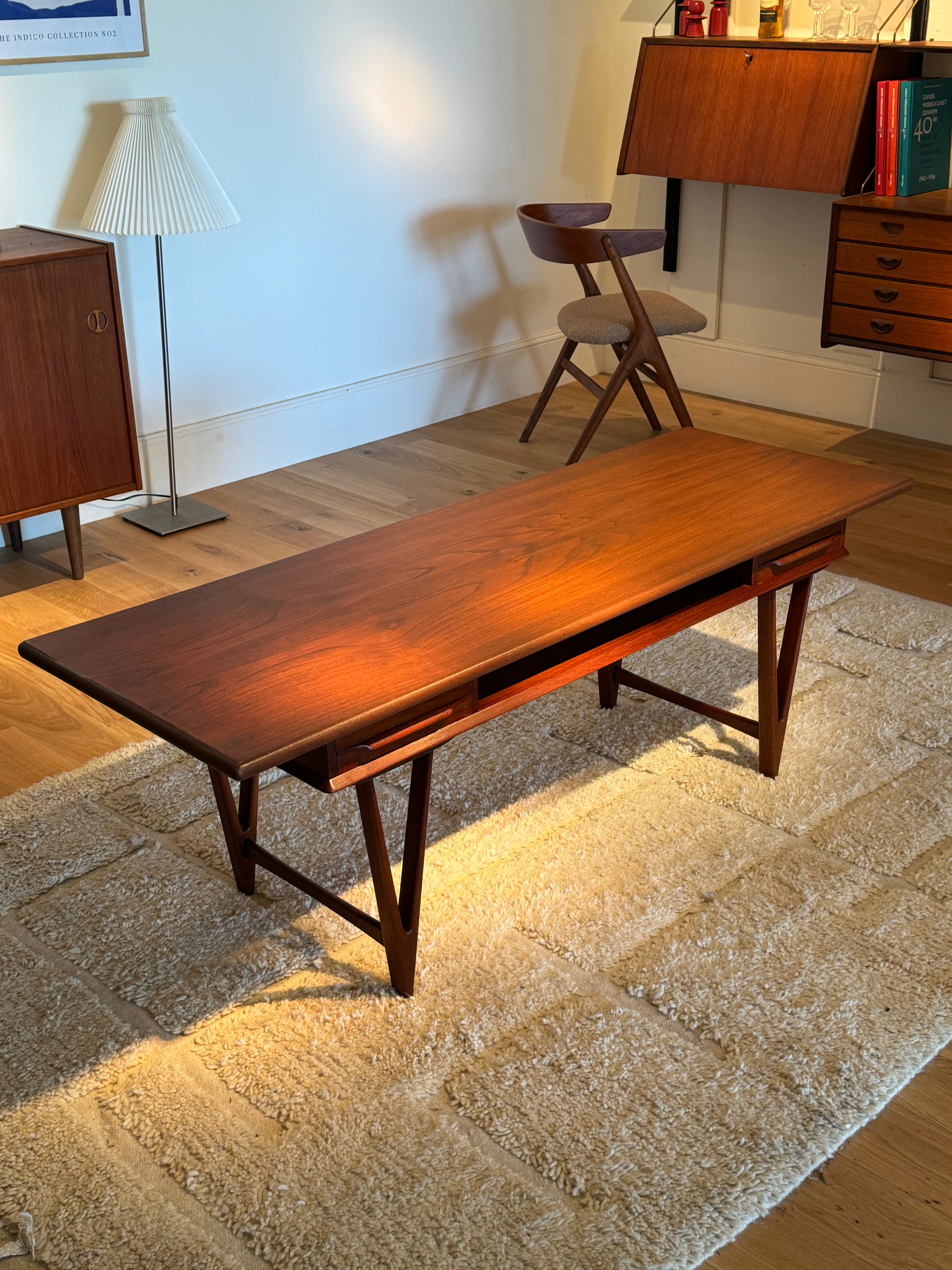 Table basse danoise vintage en teck par E.W. Bach pour Toften Møbelfabrik