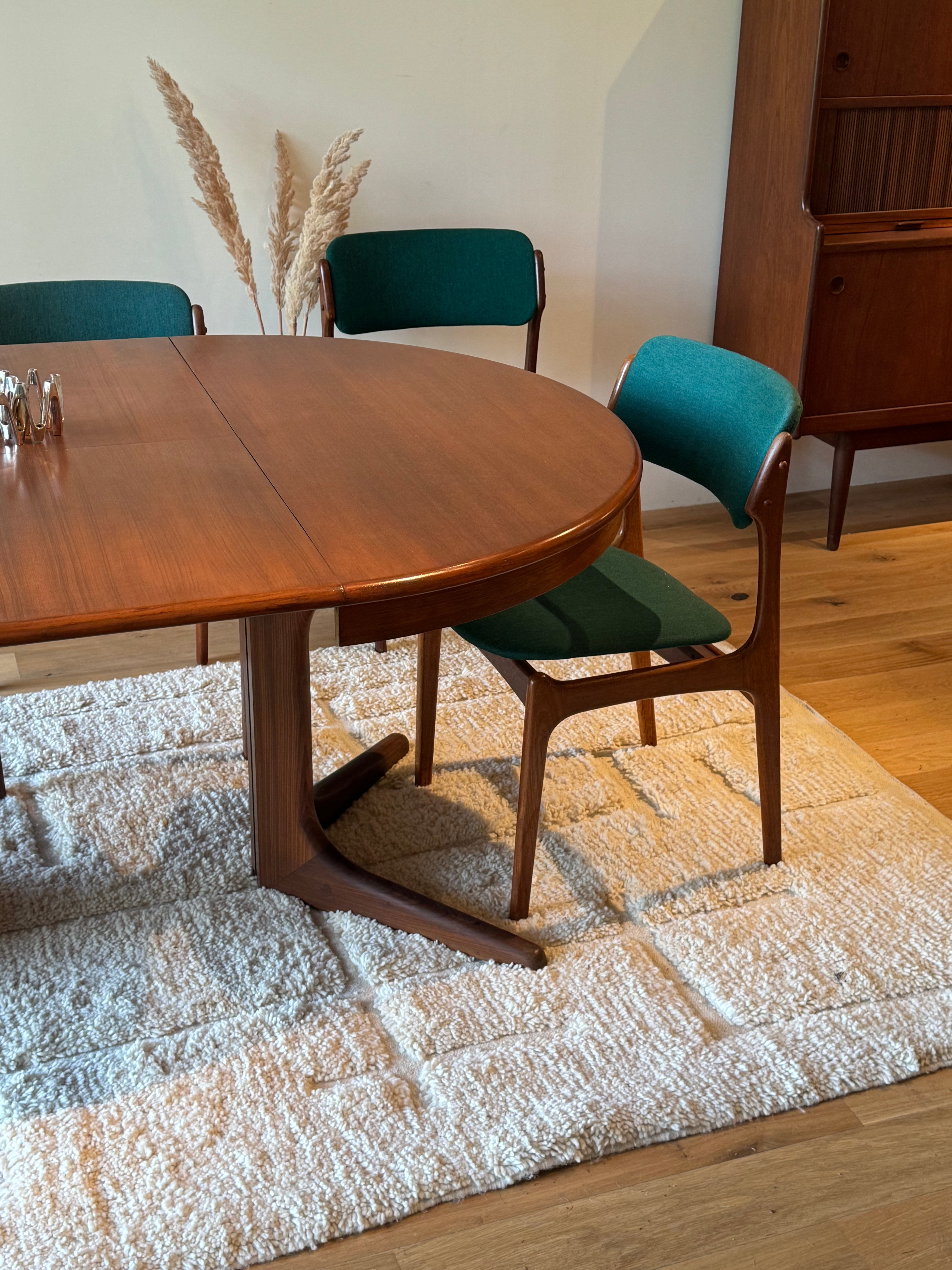 Table de salle à manger scandinave vintage ronde extensible Baumann, 1970