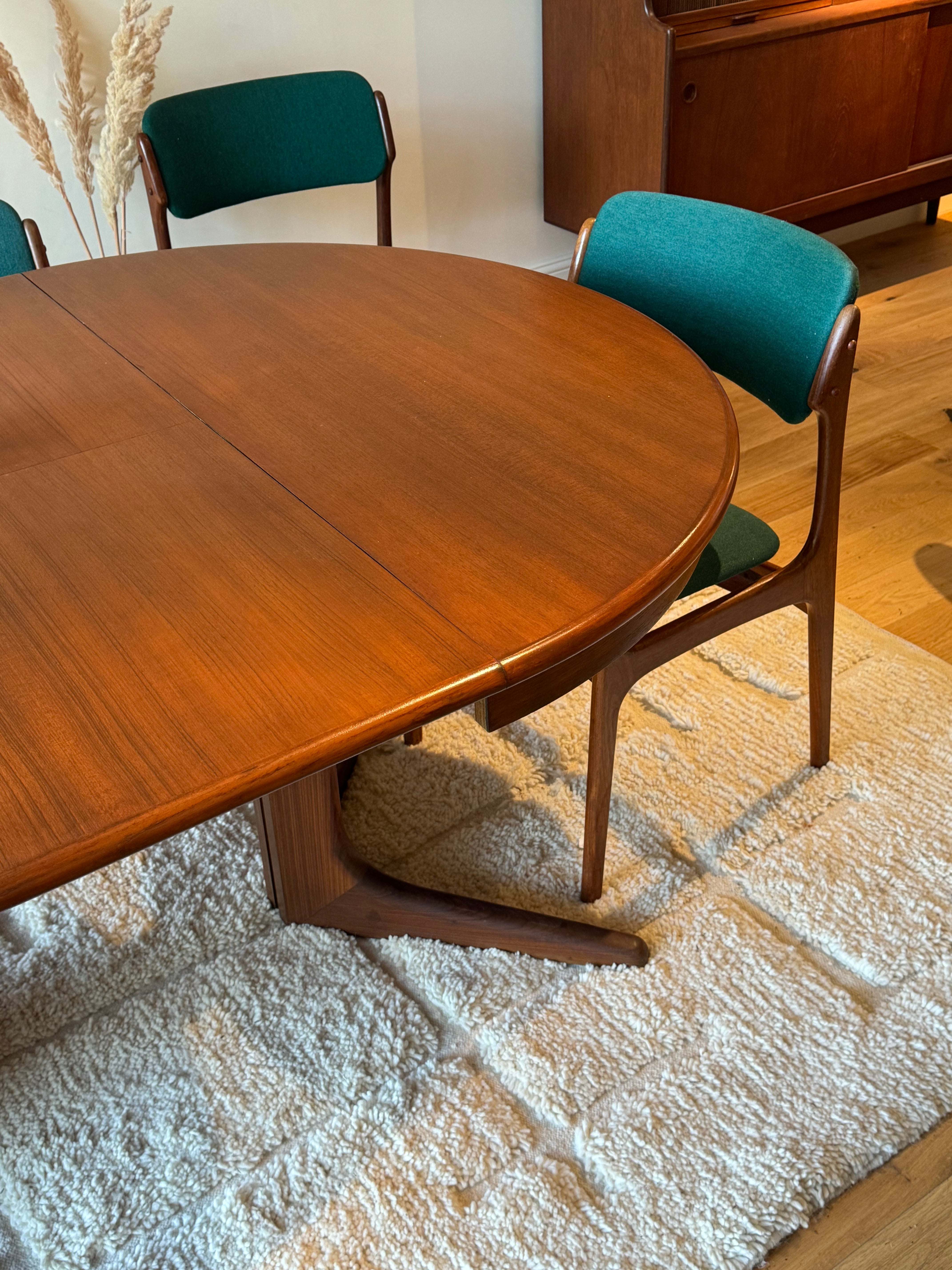 Table de salle à manger scandinave vintage ronde extensible Baumann, 1970