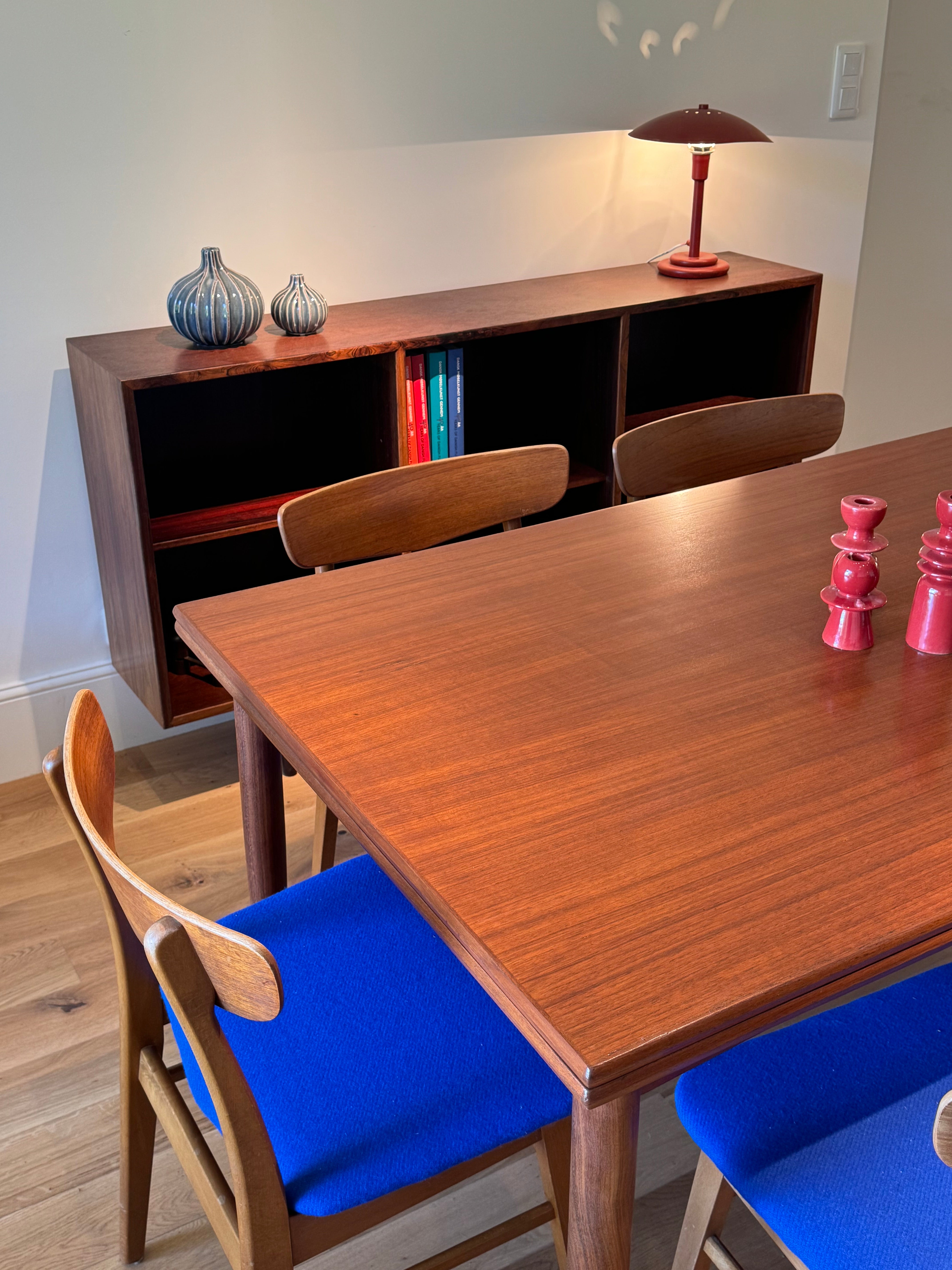 Table de salle à manger scandinave vintage extensible en teck "Fiella"