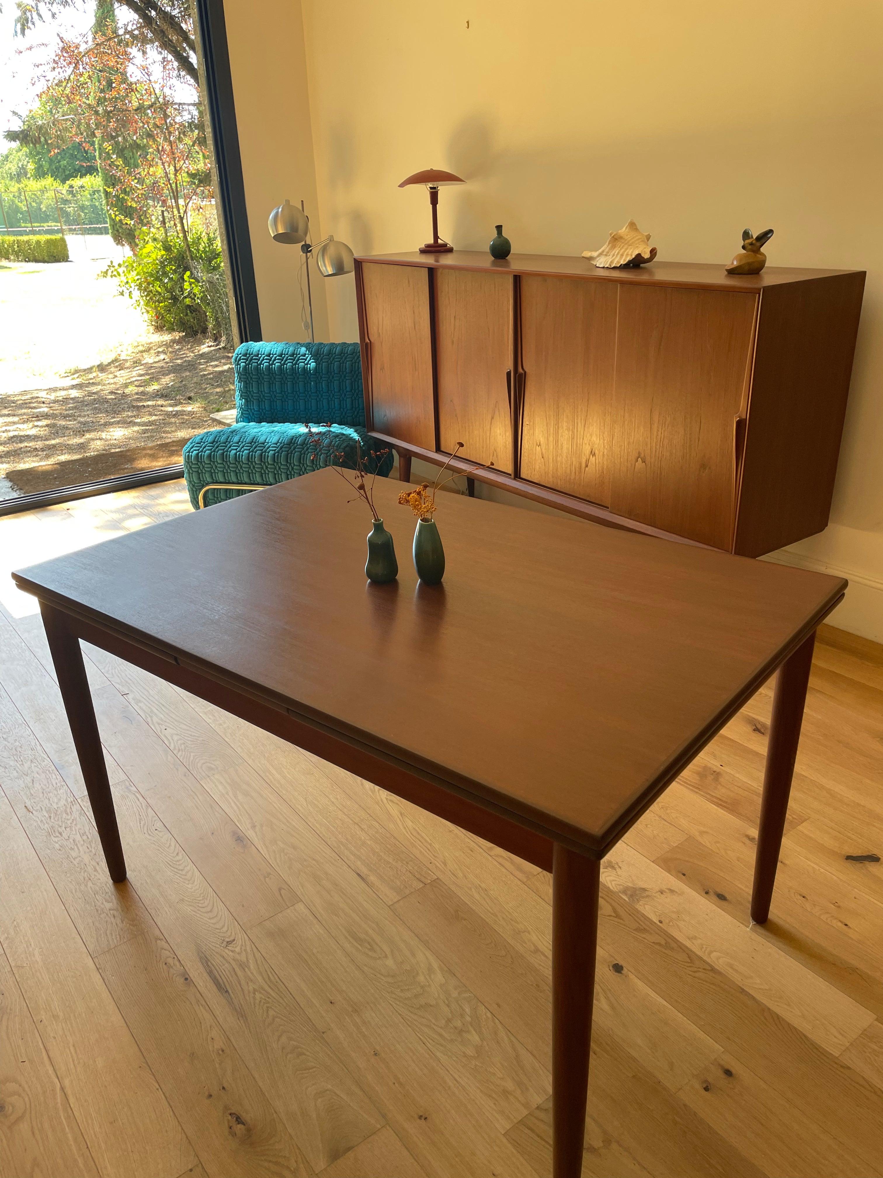 Table scandinave vintage en teck extensible "Ida"