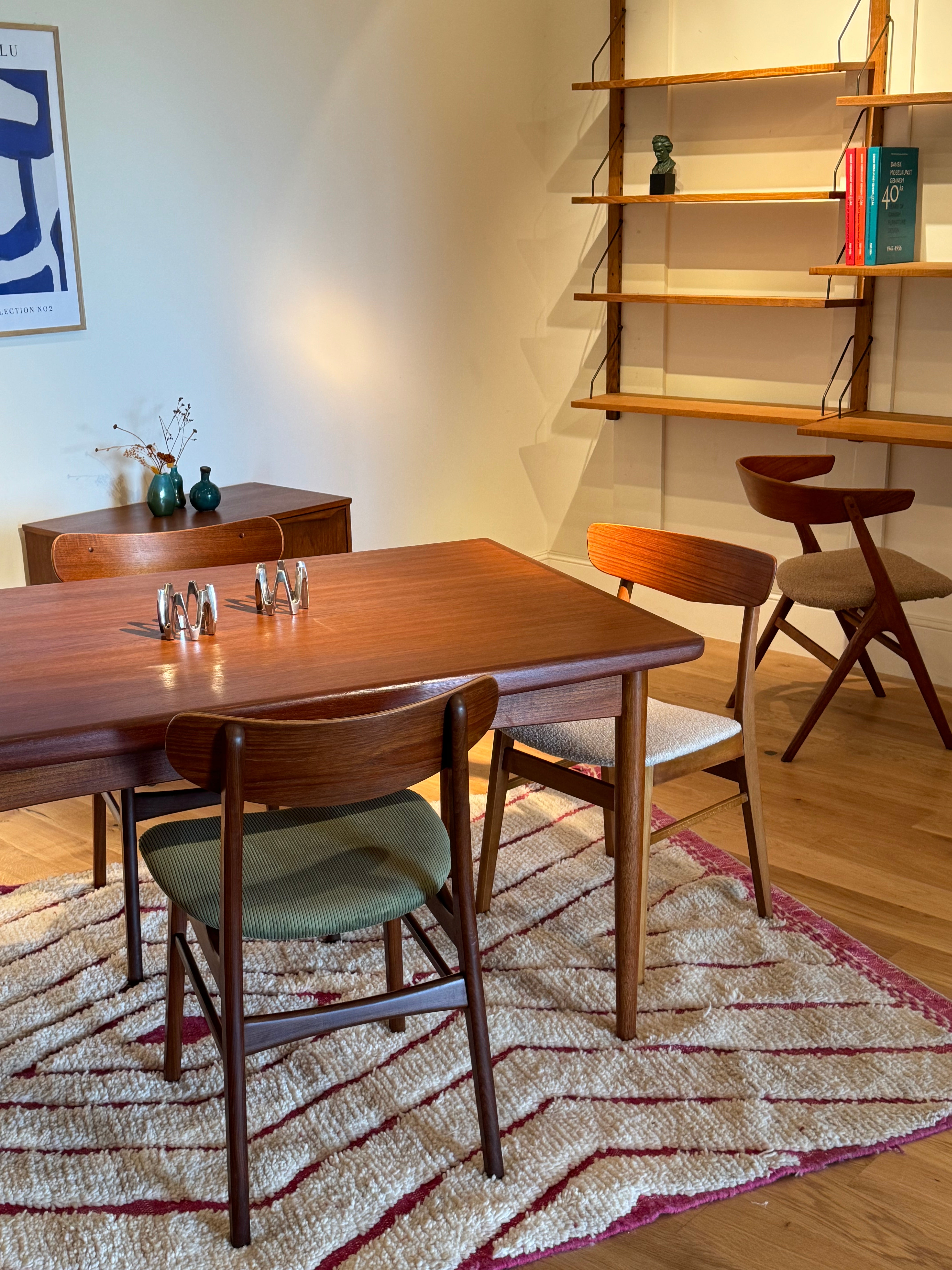 Table de salle à manger scandinave vintage Samcom extensible en teck – Années 1960