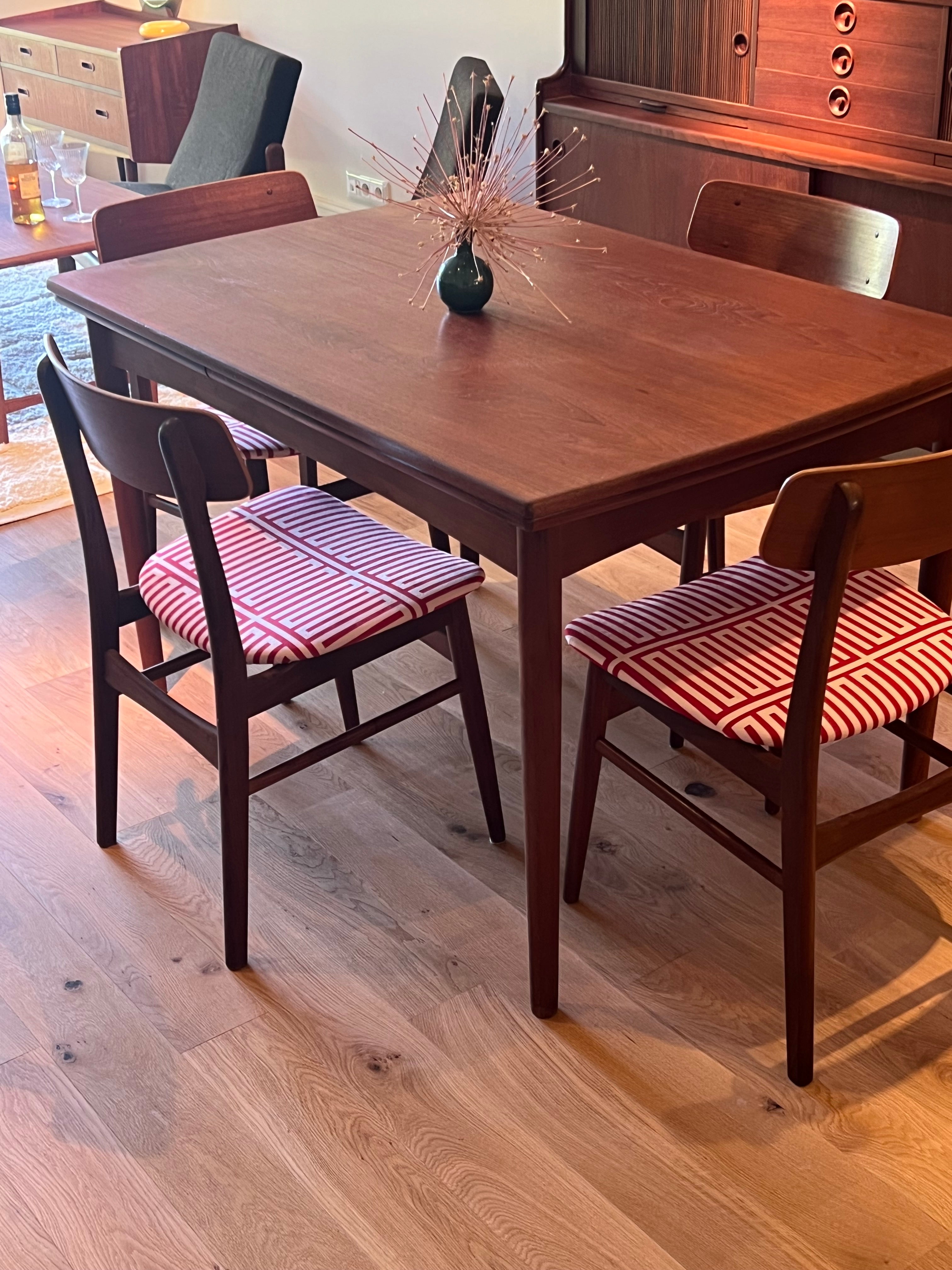 Table de salle à manger scandinave vintage en teck extensible "Finna"