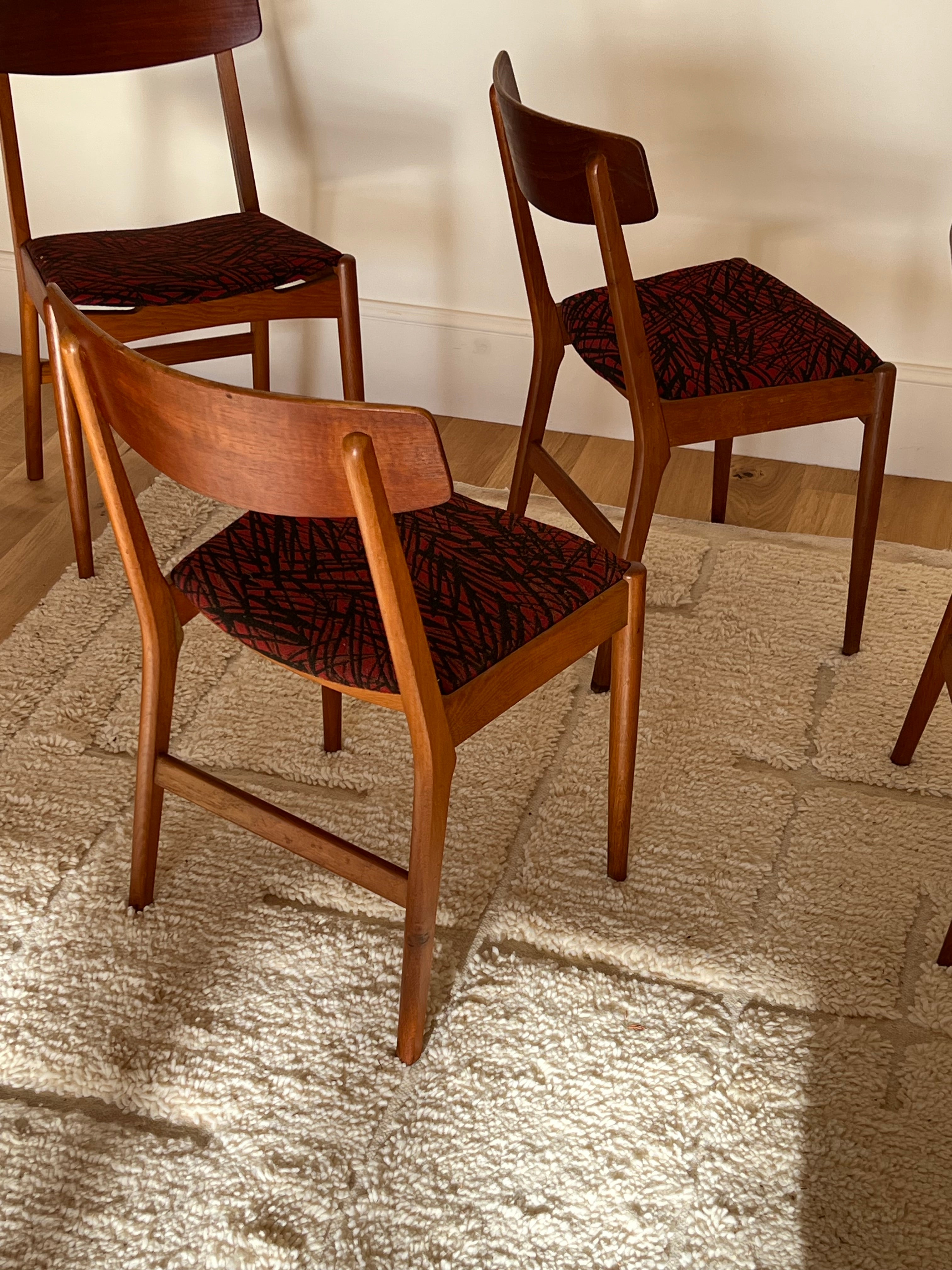 Suite de 4 chaises scandinave vintage "Virta"