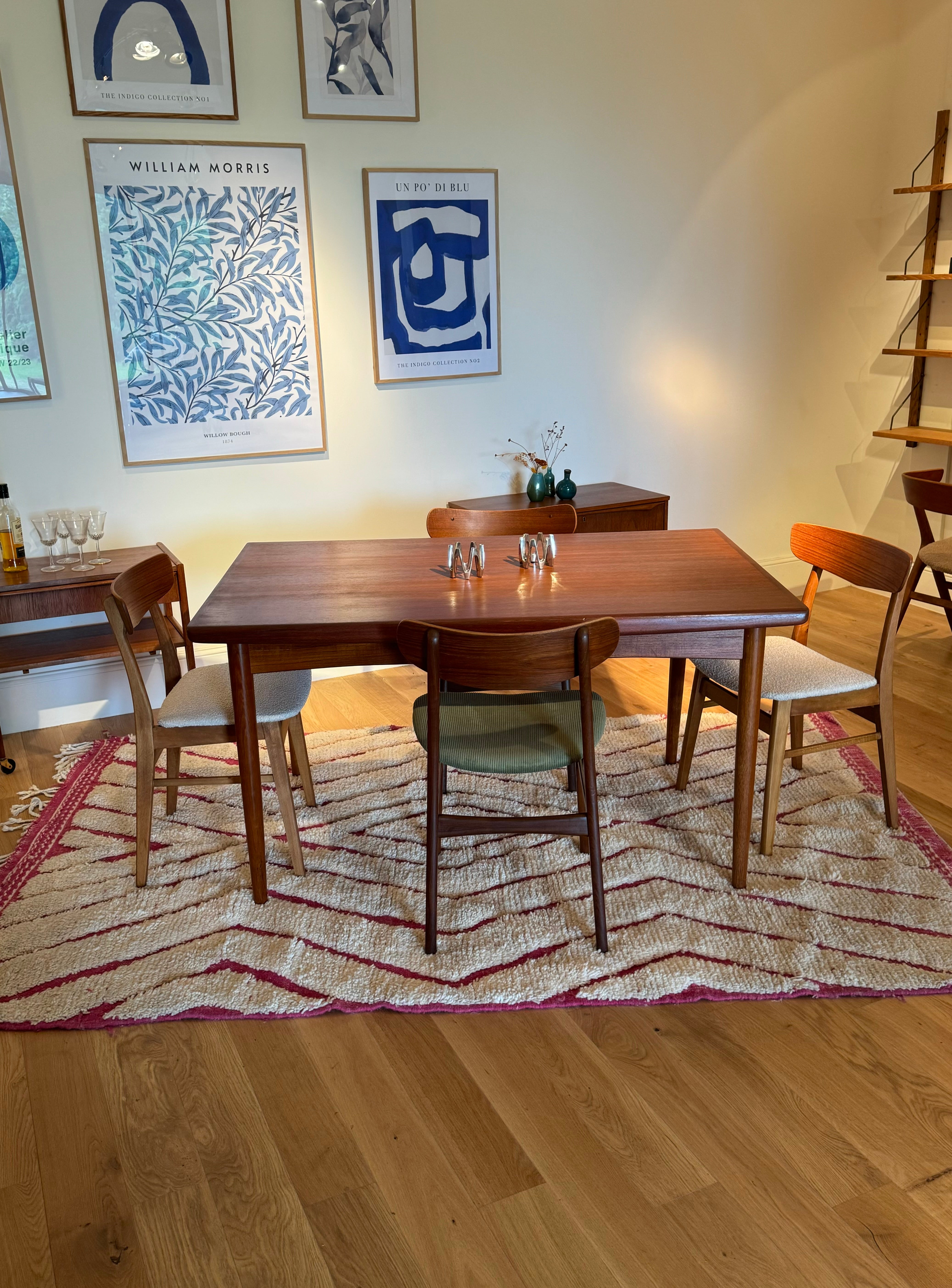 Table de salle à manger scandinave vintage Samcom extensible en teck – Années 1960