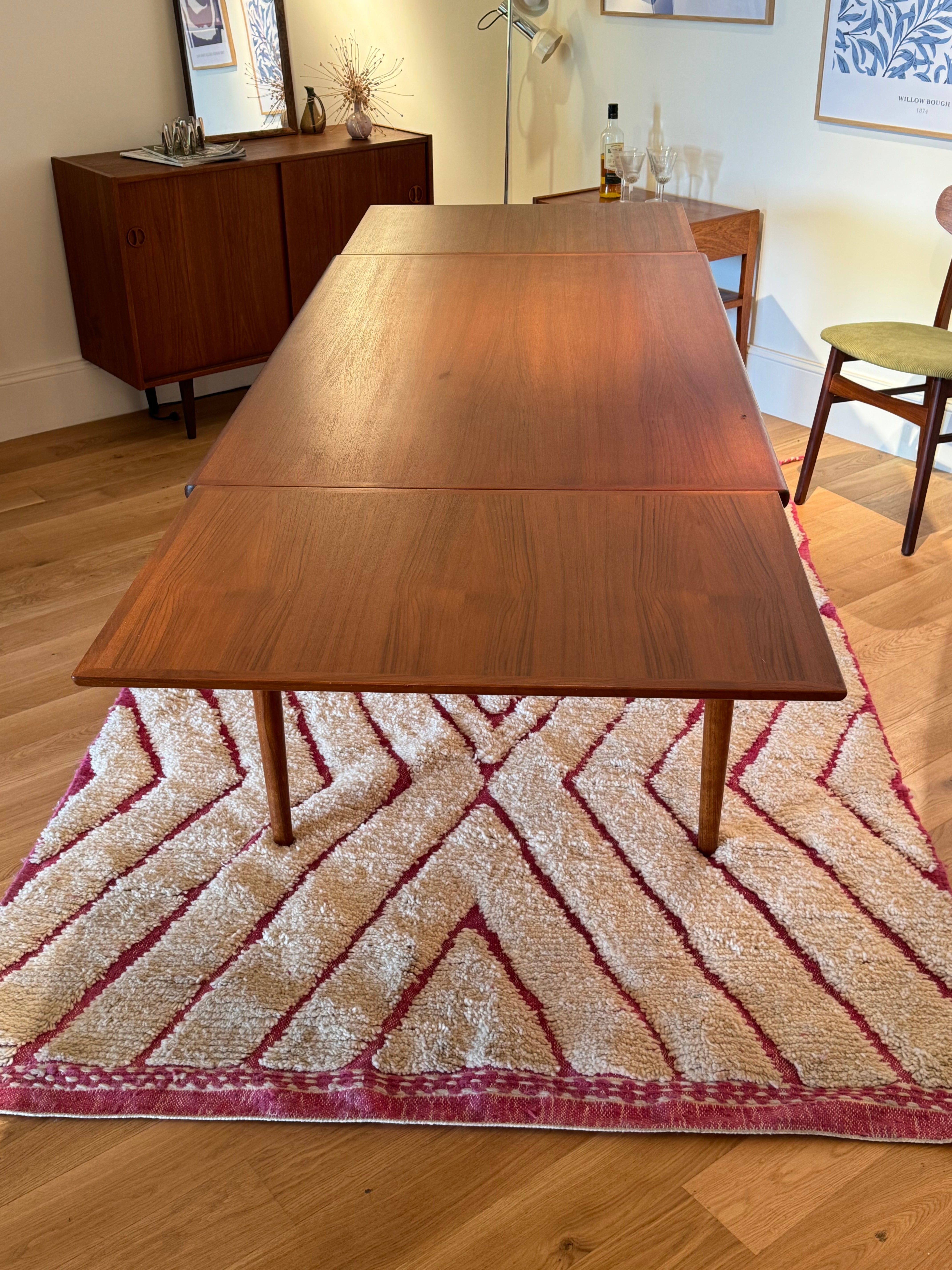 Table de salle à manger scandinave vintage Samcom extensible en teck – Années 1960