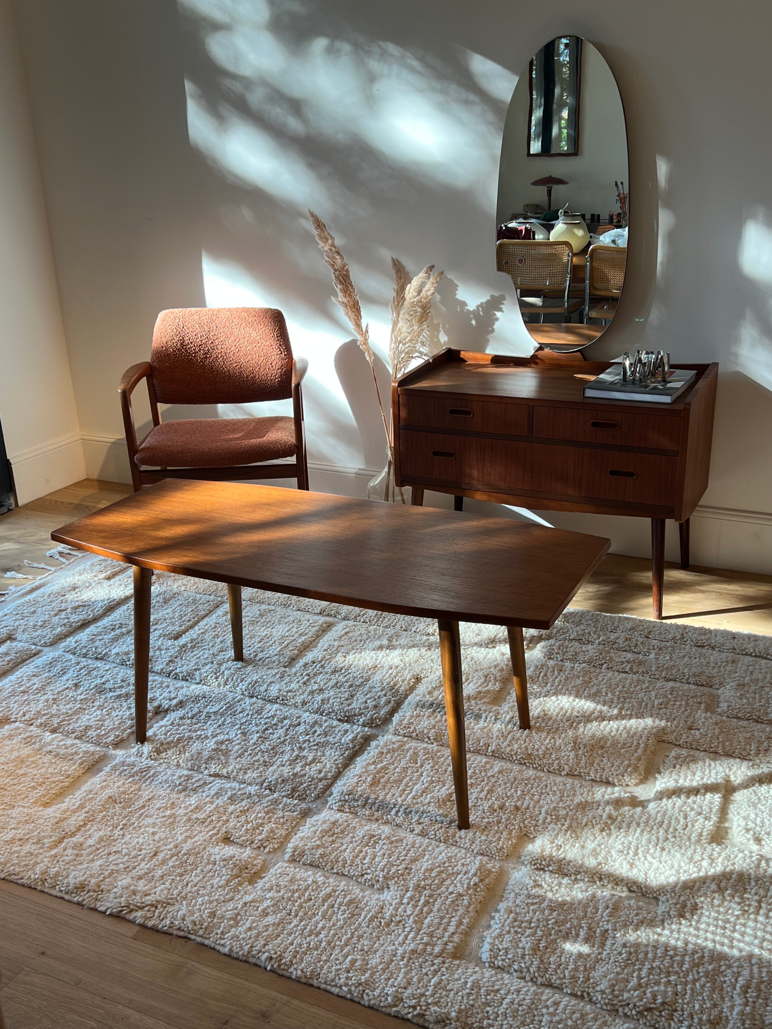 Table basse scandinave vintage en teck "Lucia"