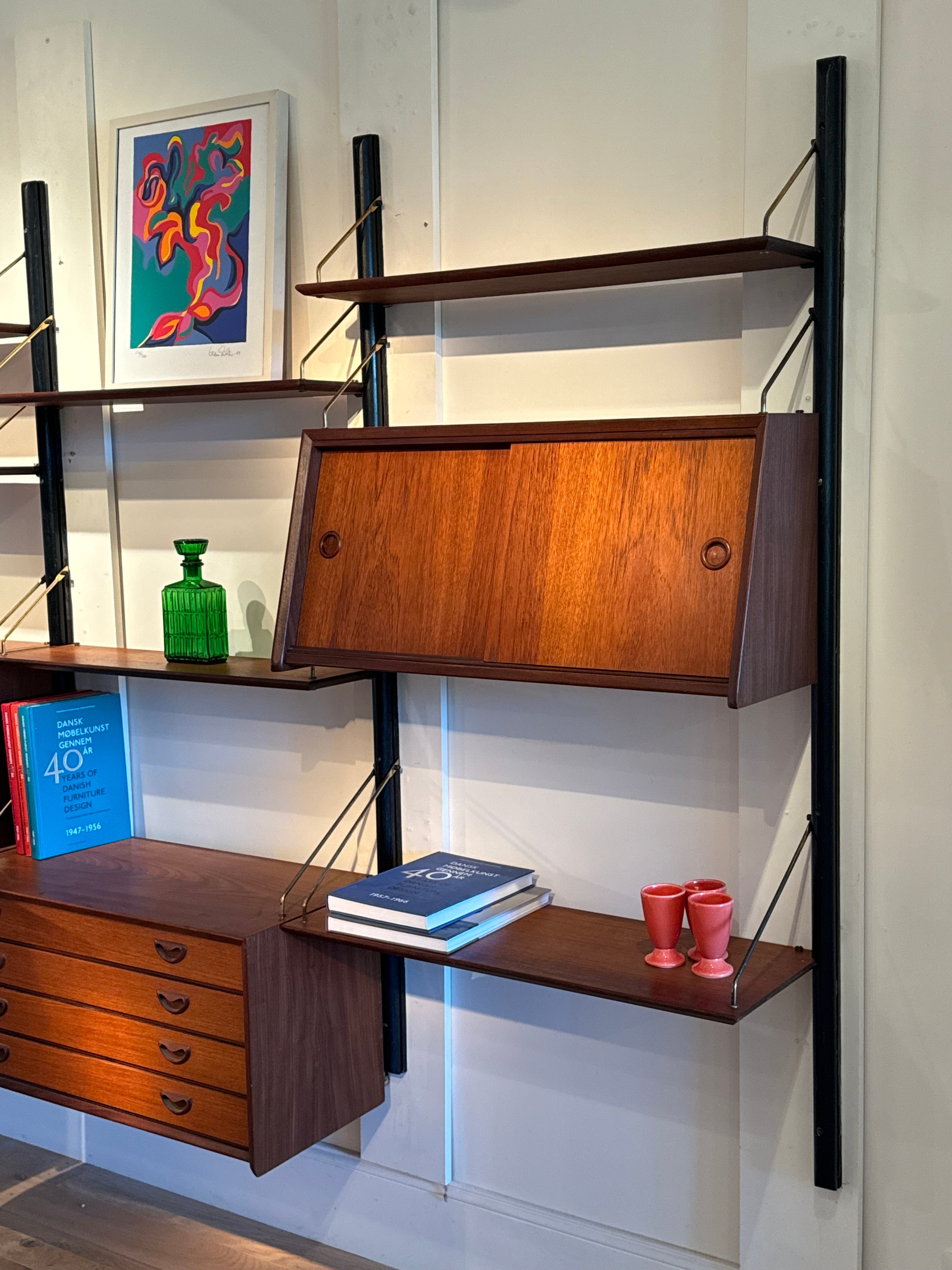 Bibliothèque système murale scandinave vintage "Kristen" de Louis Teefelen pour Webé années 1960