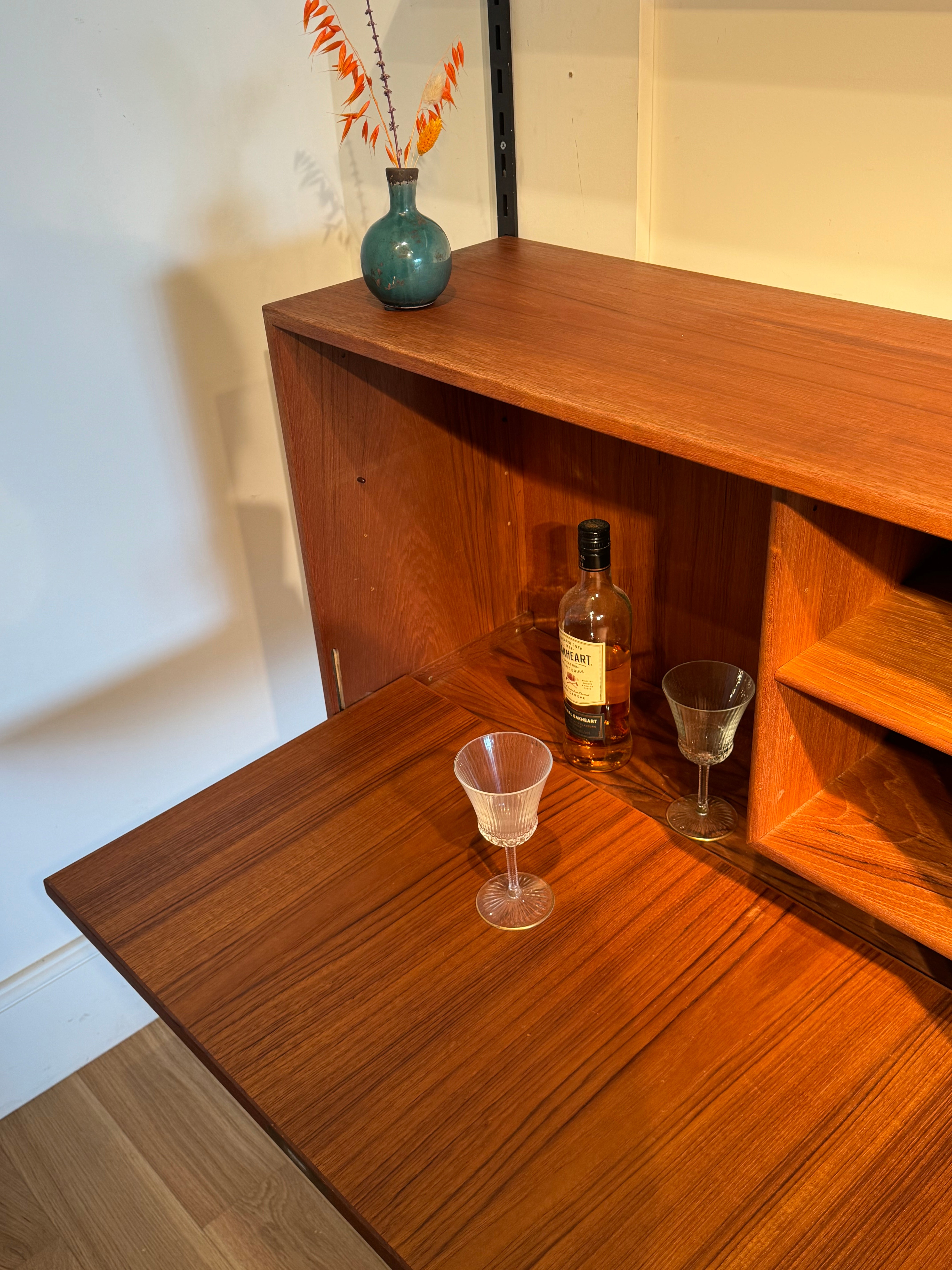 Bibliothèque murale scandinave vintage par Kai Kristiansen pour FM Møbler
