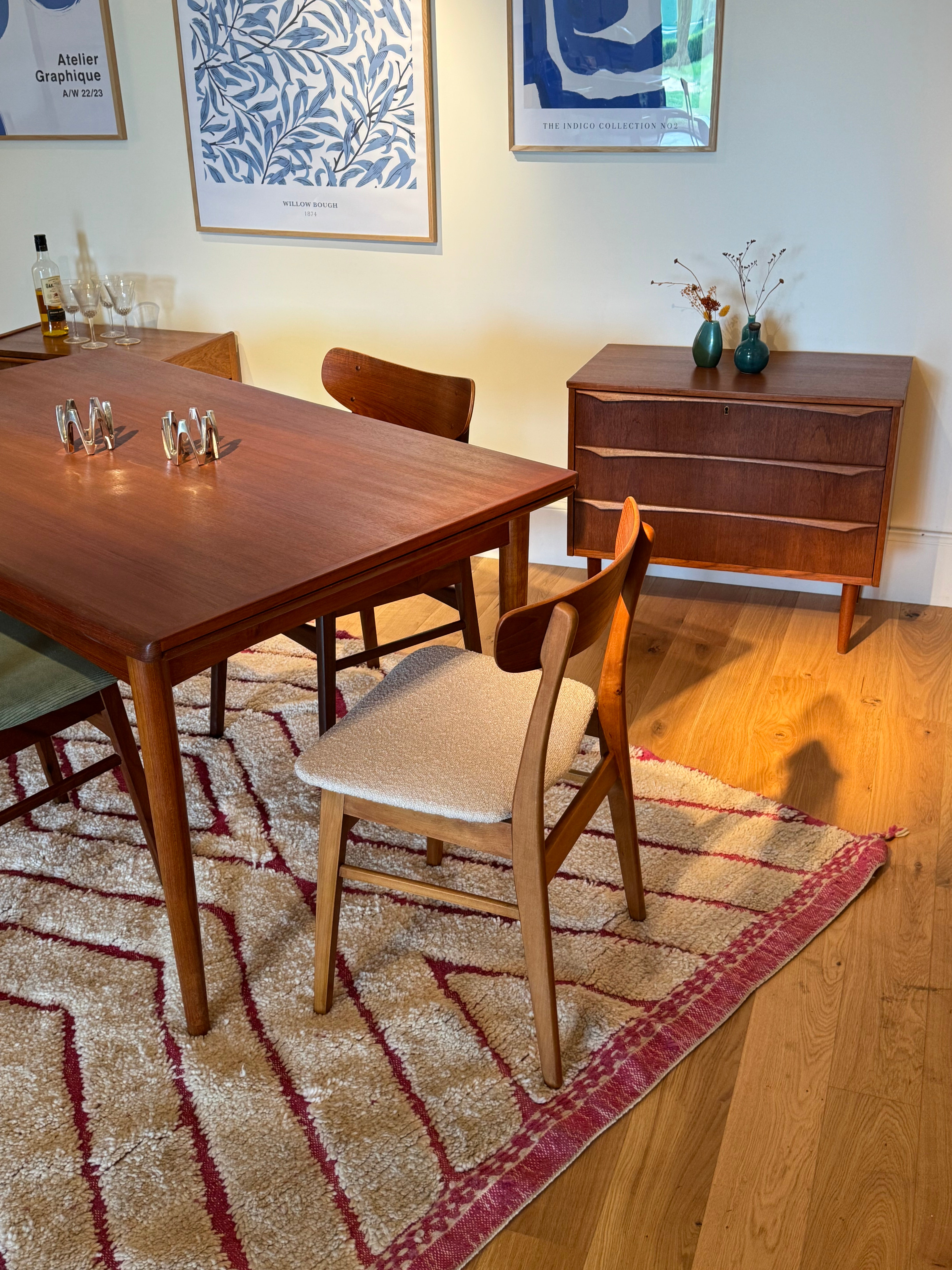 Table de salle à manger scandinave vintage Samcom extensible en teck – Années 1960