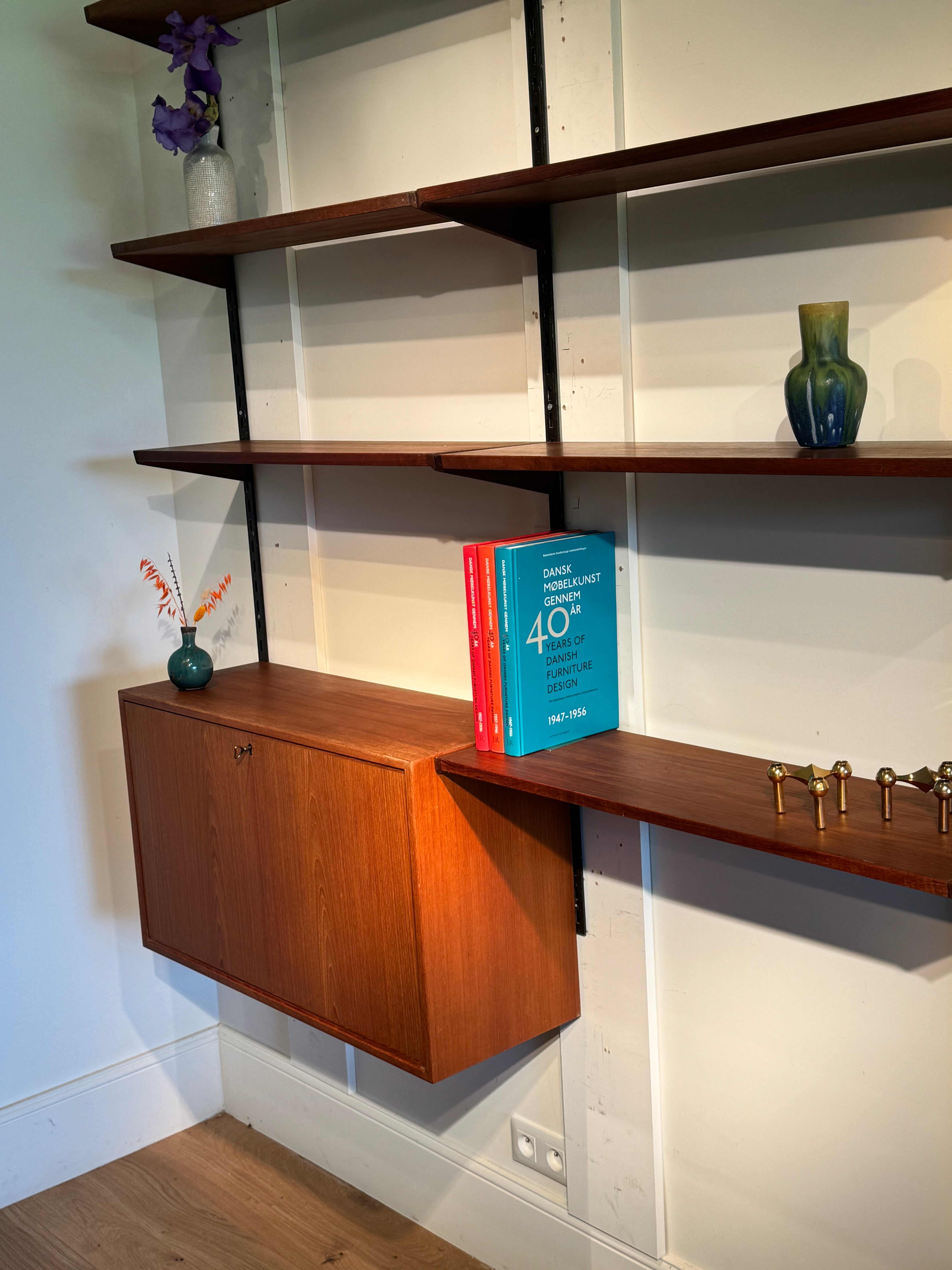 Bibliothèque murale scandinave vintage par Kai Kristiansen pour FM Møbler