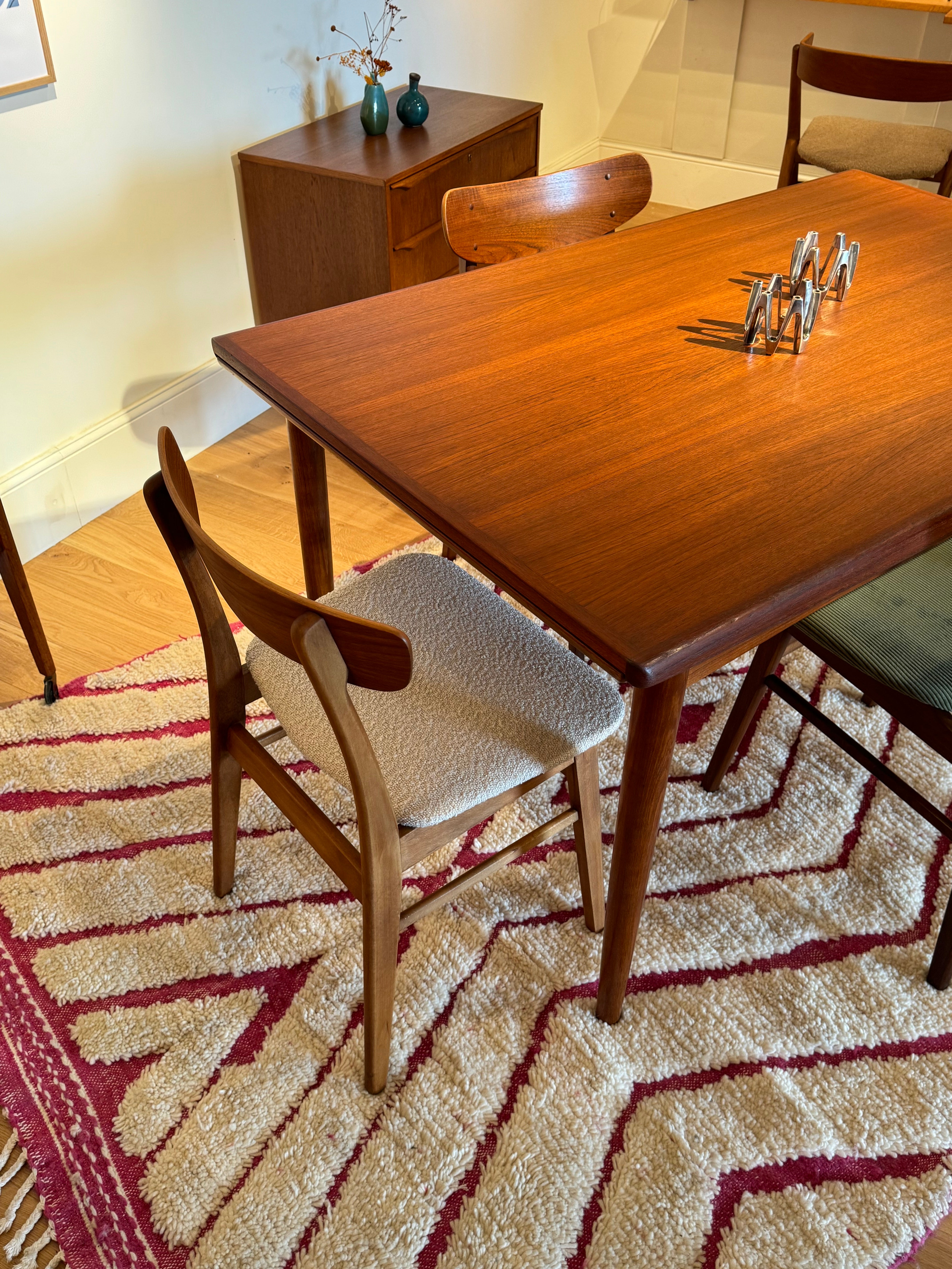 Table de salle à manger scandinave vintage Samcom extensible en teck – Années 1960