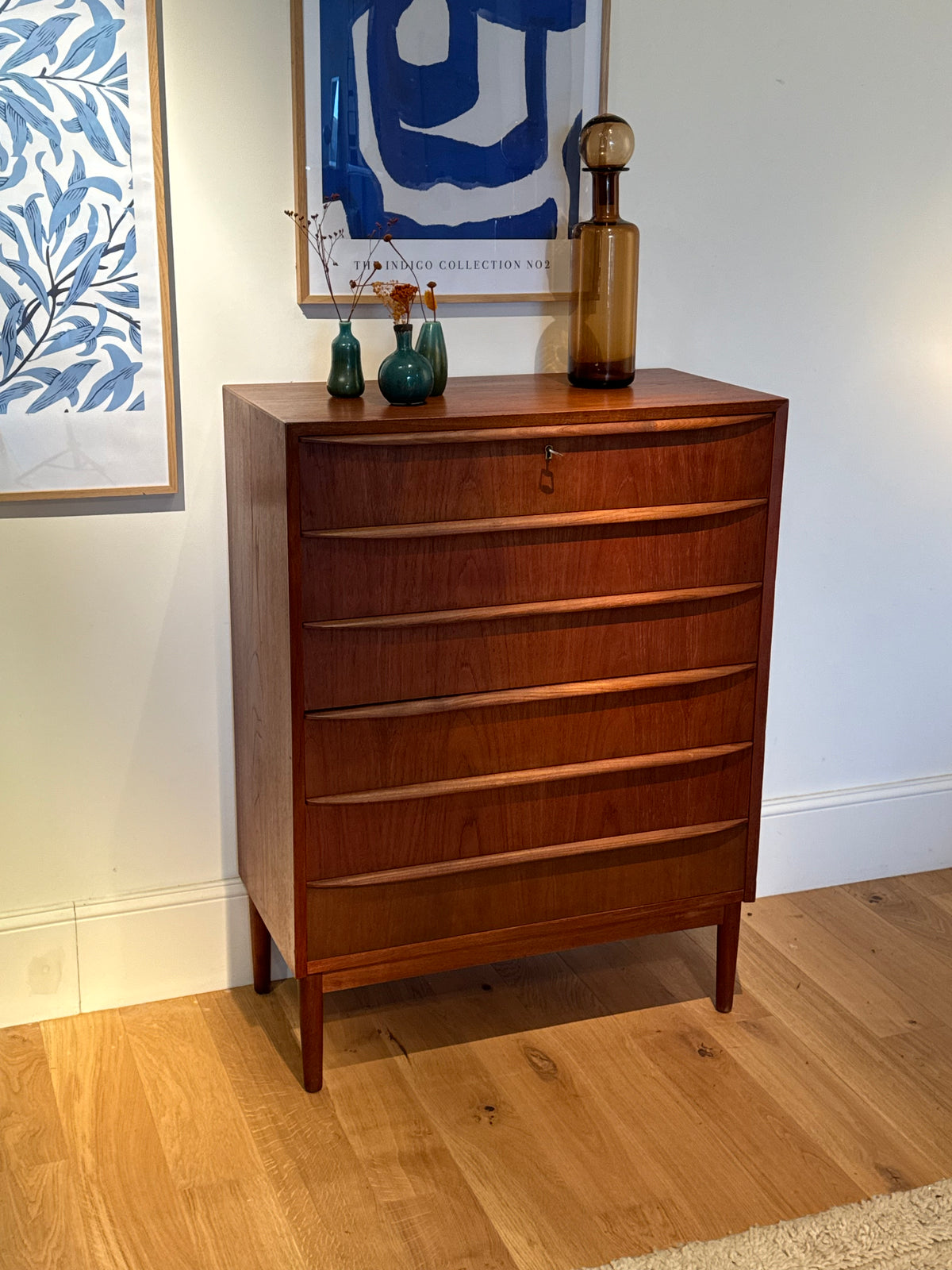 Commode haute scandinave vintage en teck "Mikkel"