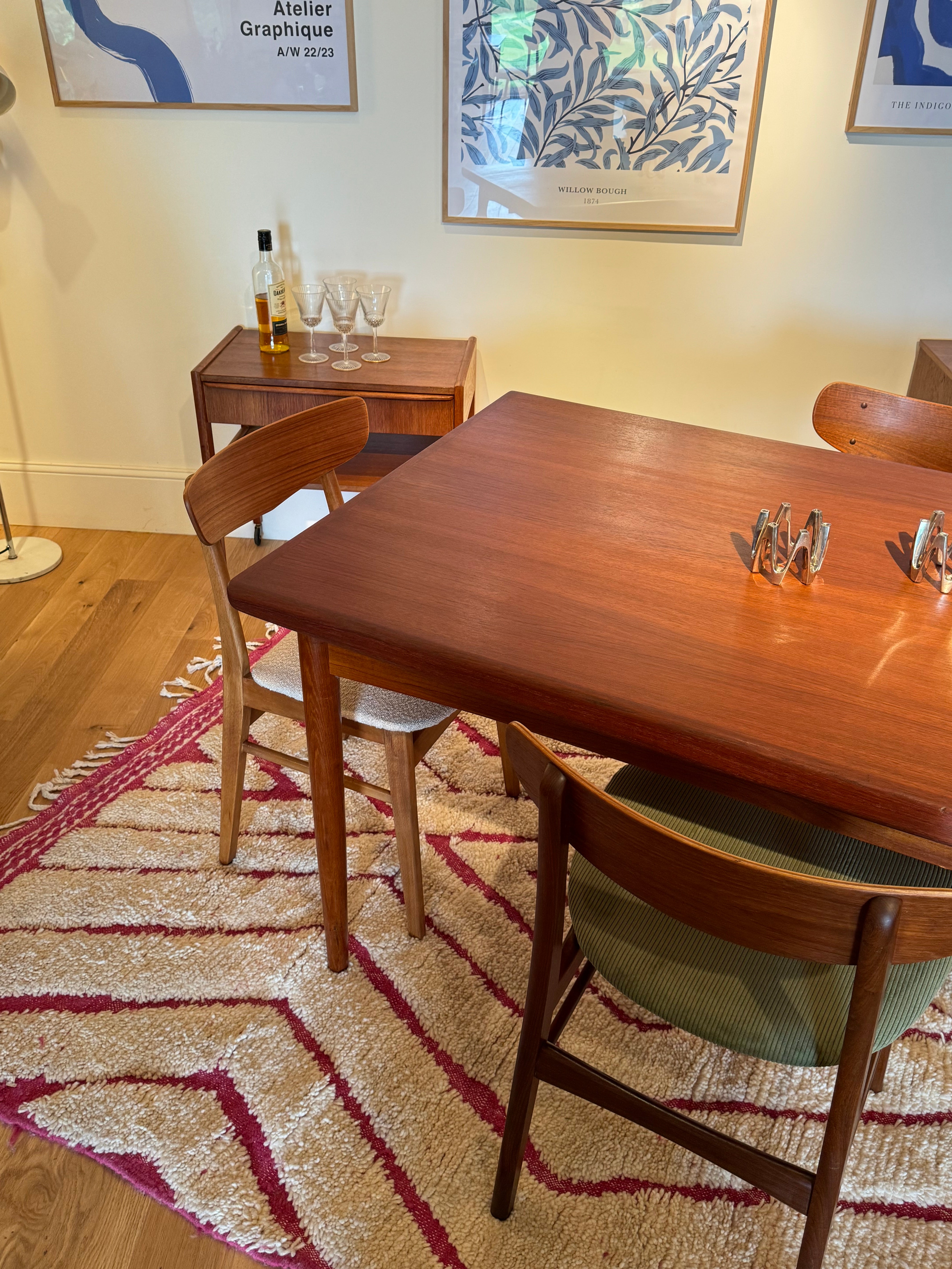 Table de salle à manger scandinave vintage Samcom extensible en teck – Années 1960