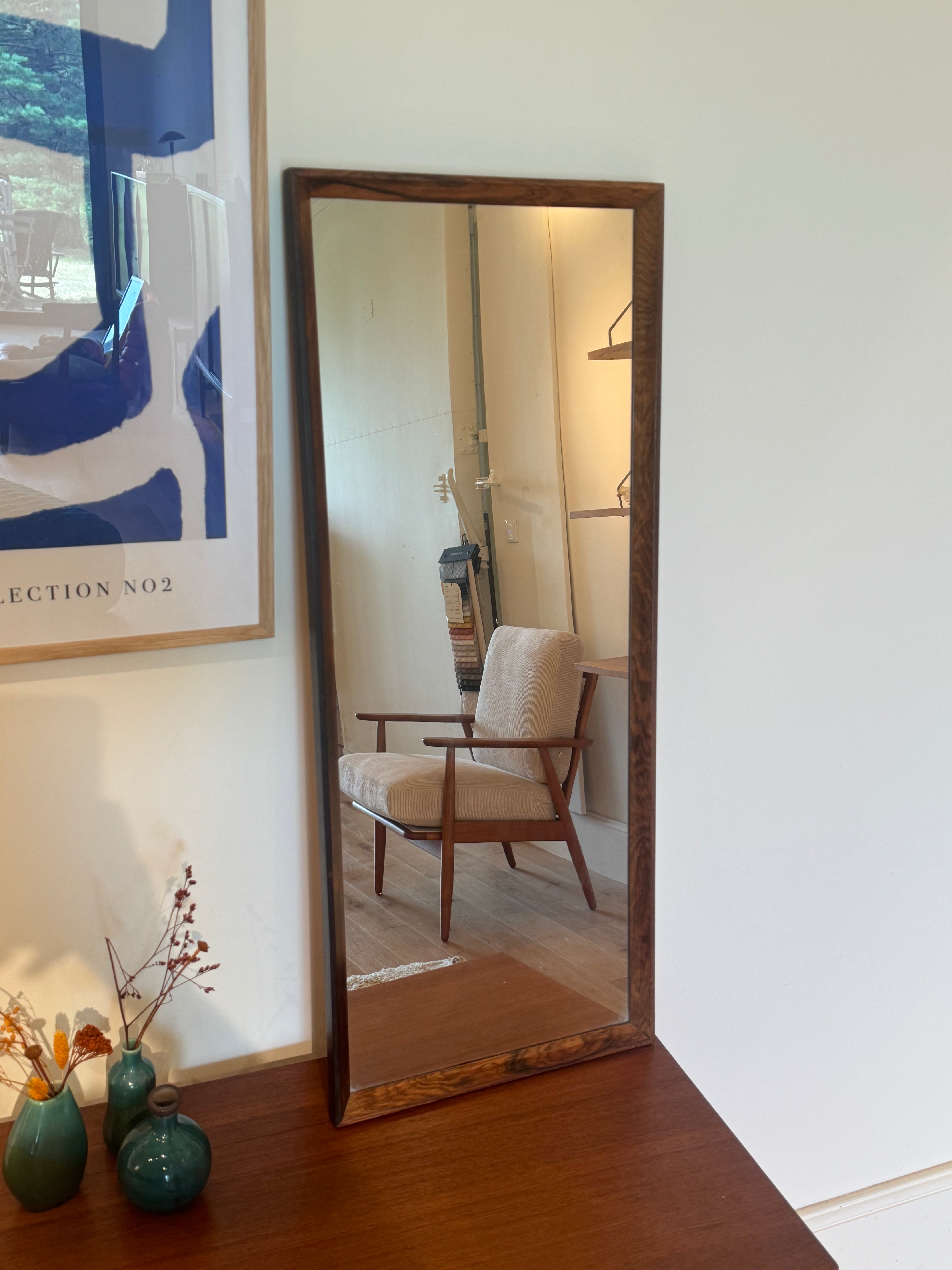 Miroir scandinave vintage en palissandre "Siv"