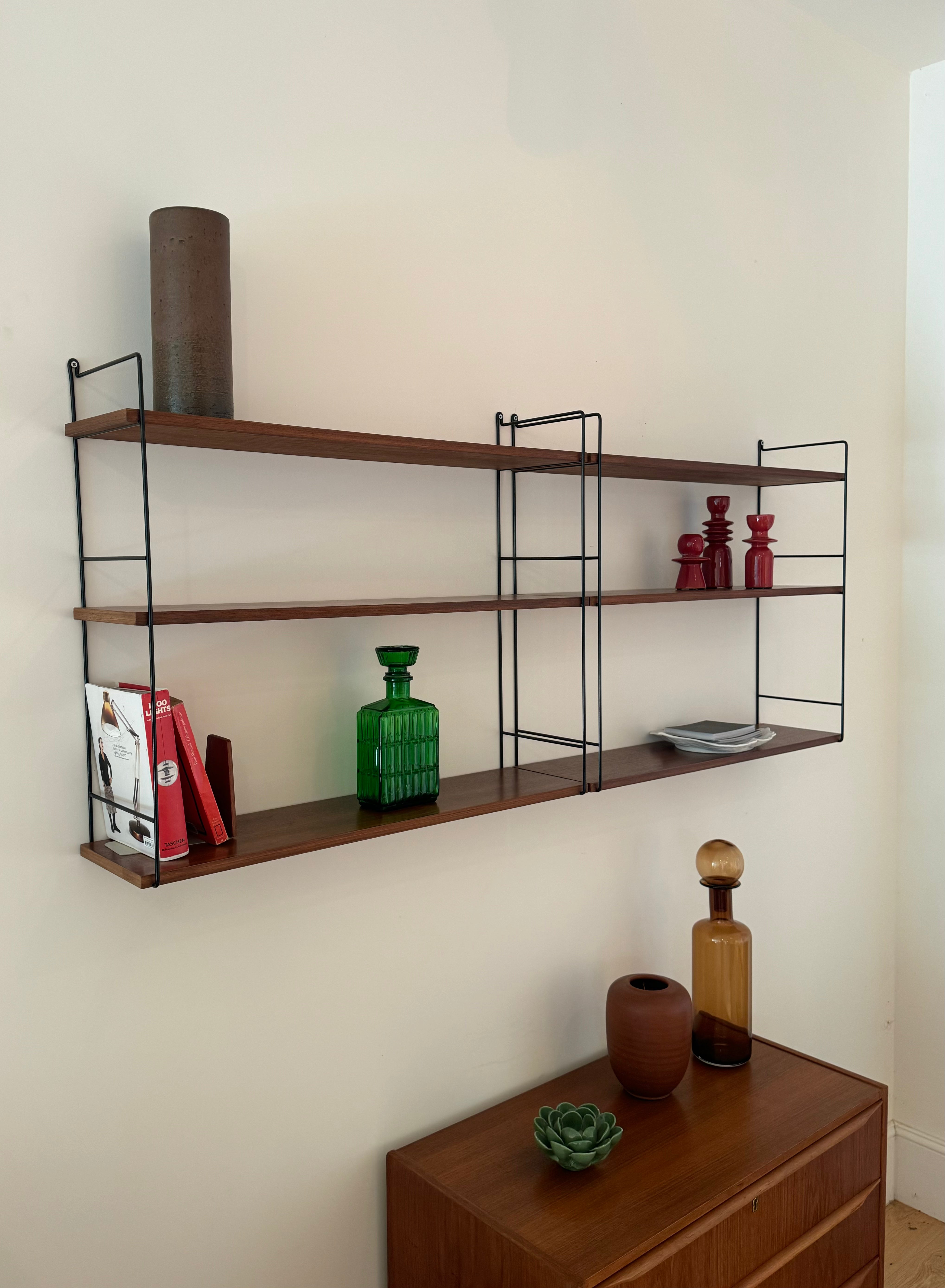 Étagère murale String scandinave vintage "Svea" en teck (6 étagères)