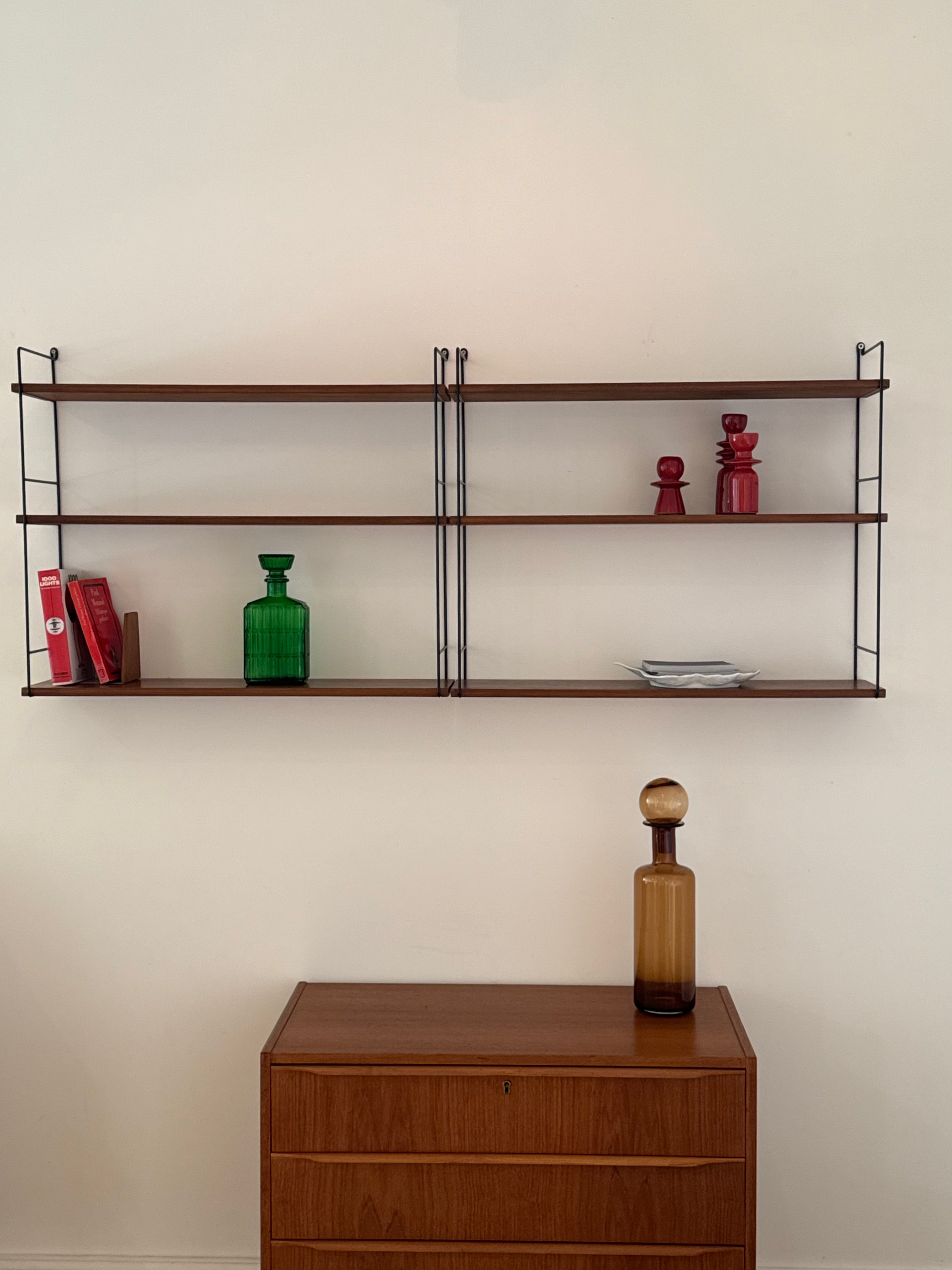 Étagère murale String scandinave vintage "Svea" en teck (6 étagères)
