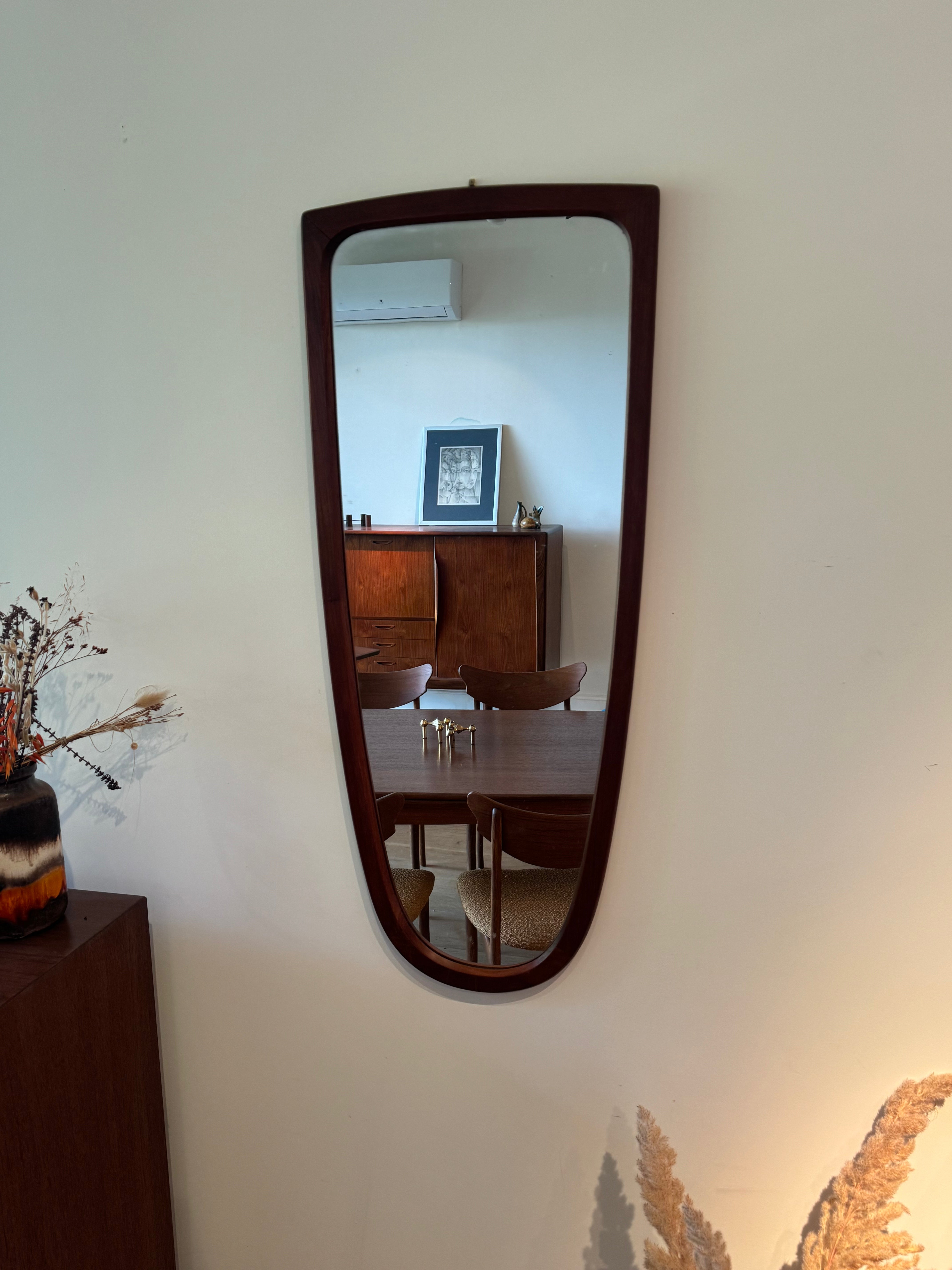 Miroir scandinave vintage "Frida" en teck