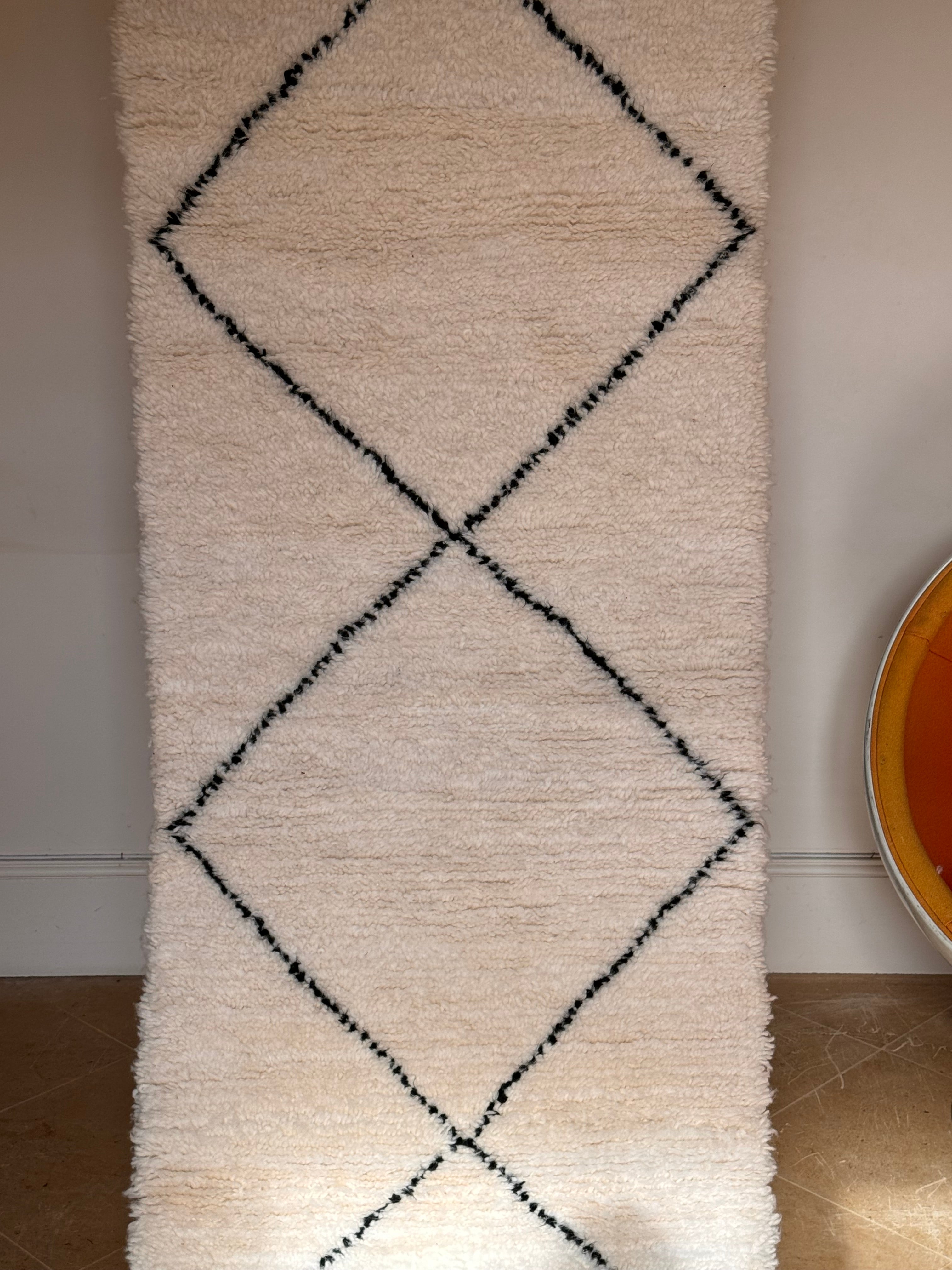 Tapis berbère Beni Ouarain de couloir 302 x 72 cm "Yanis"