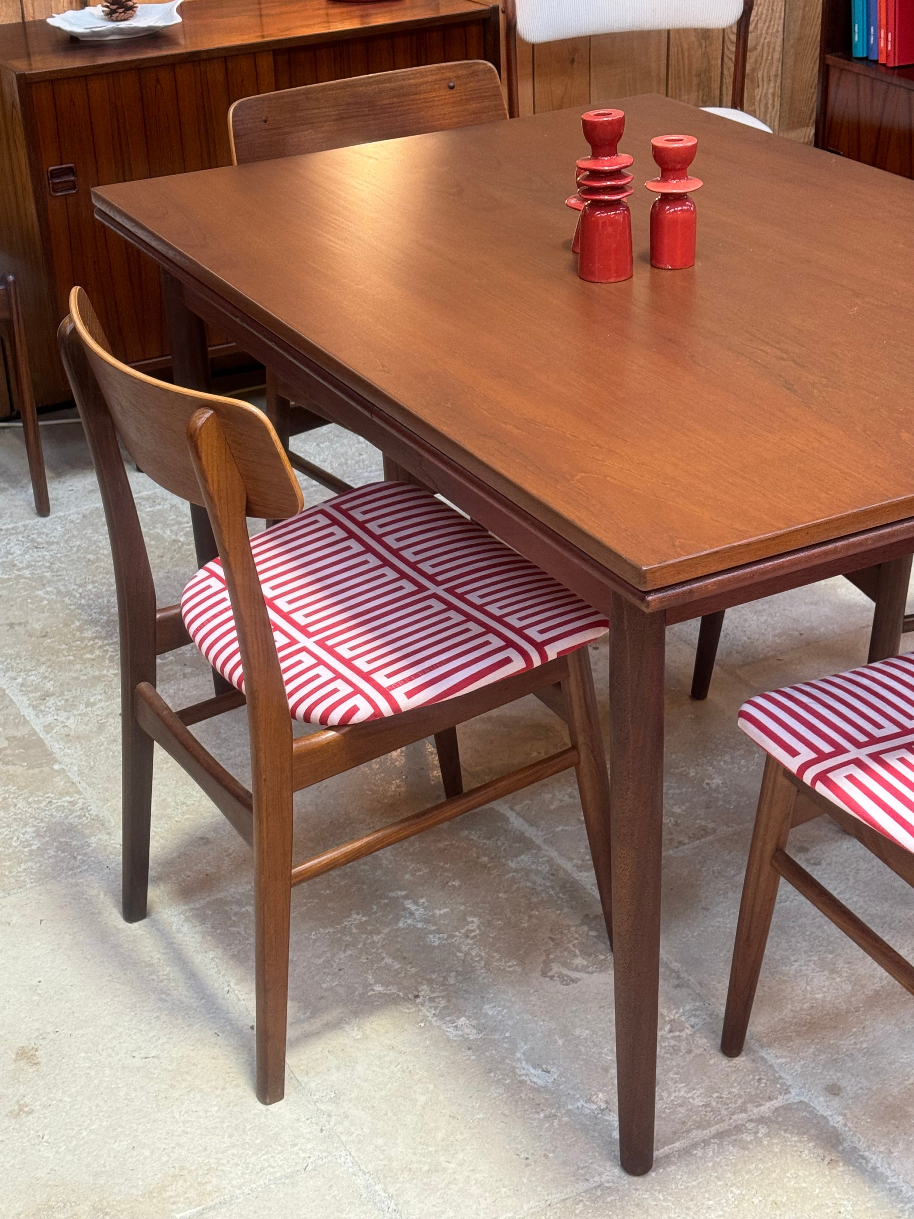 Table de salle à manger scandinave vintage extensible en teck "Allen"