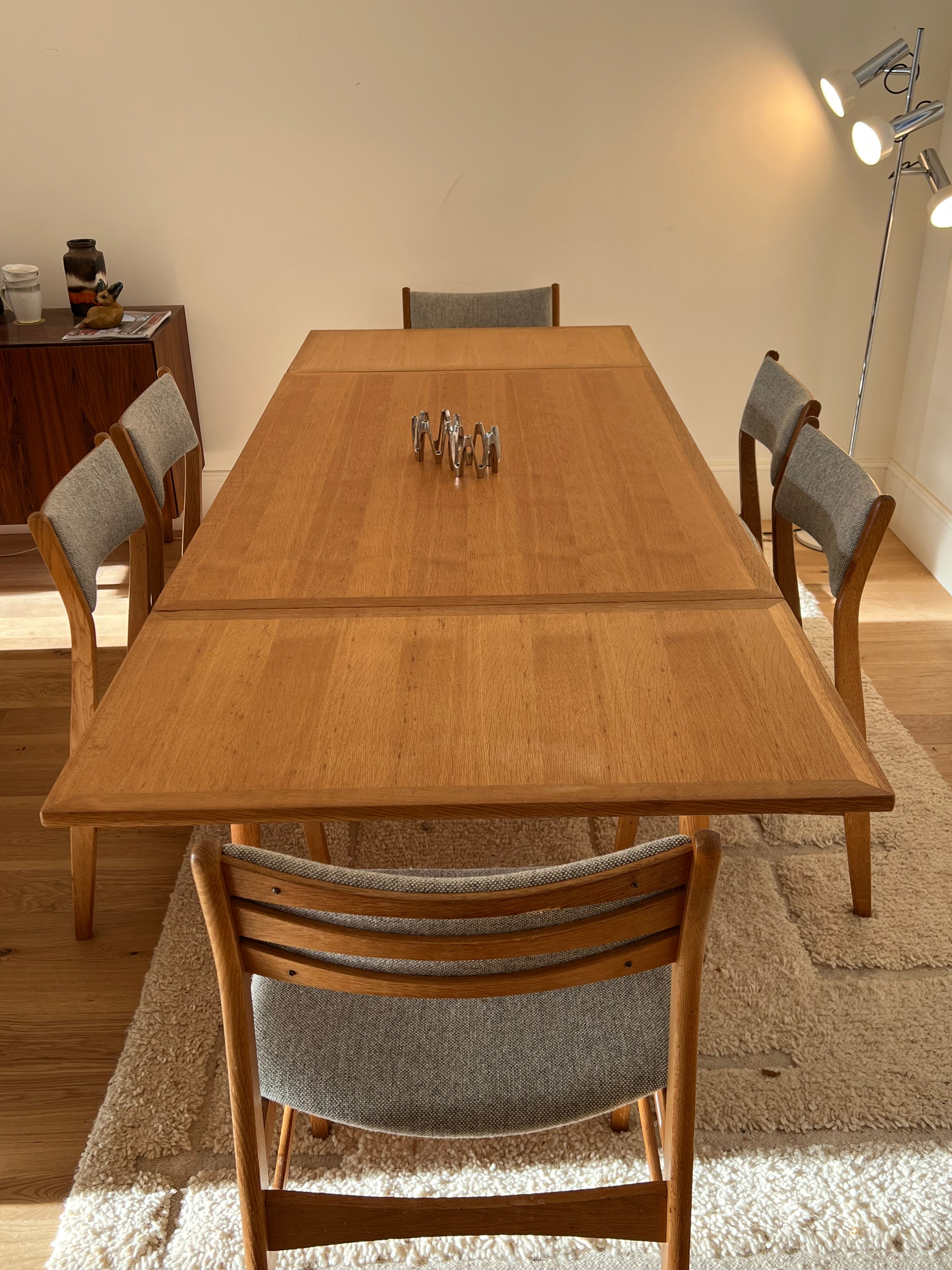 Table de salle à manger scandinave vintage extensible en chêne "Anneli"