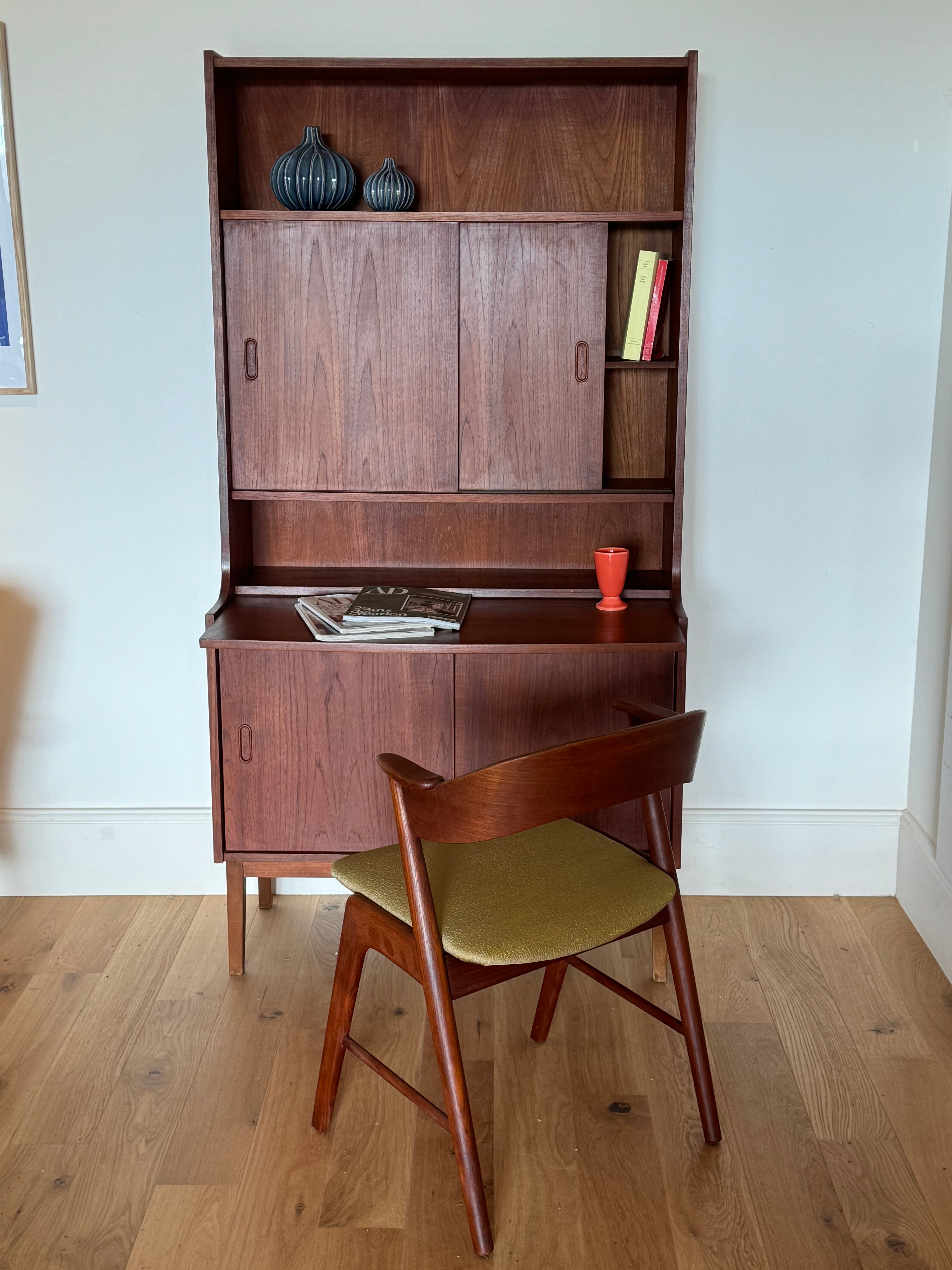 Bibliothèque Secrétaire scandinave vintage en teck "Loany"