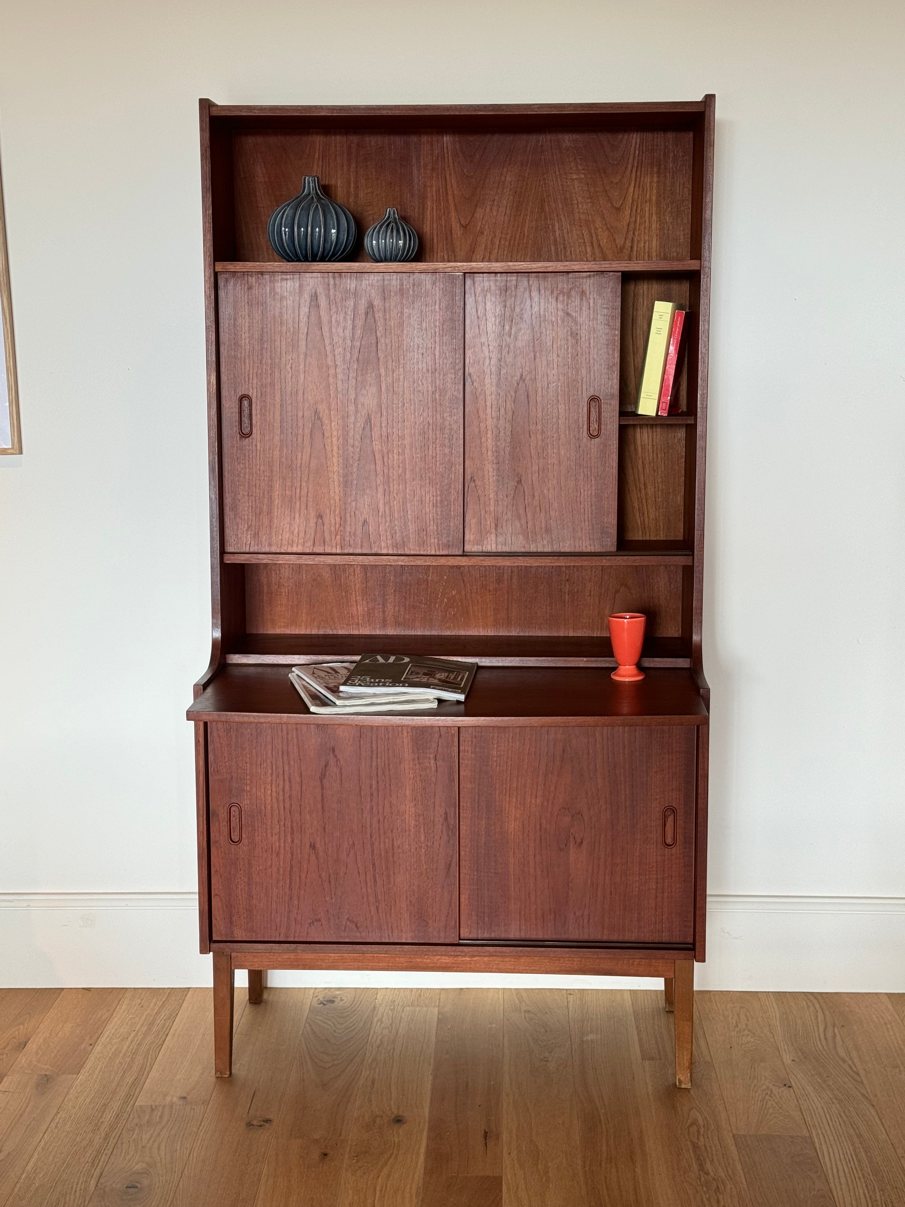 Bibliothèque Secrétaire scandinave vintage en teck "Loany"