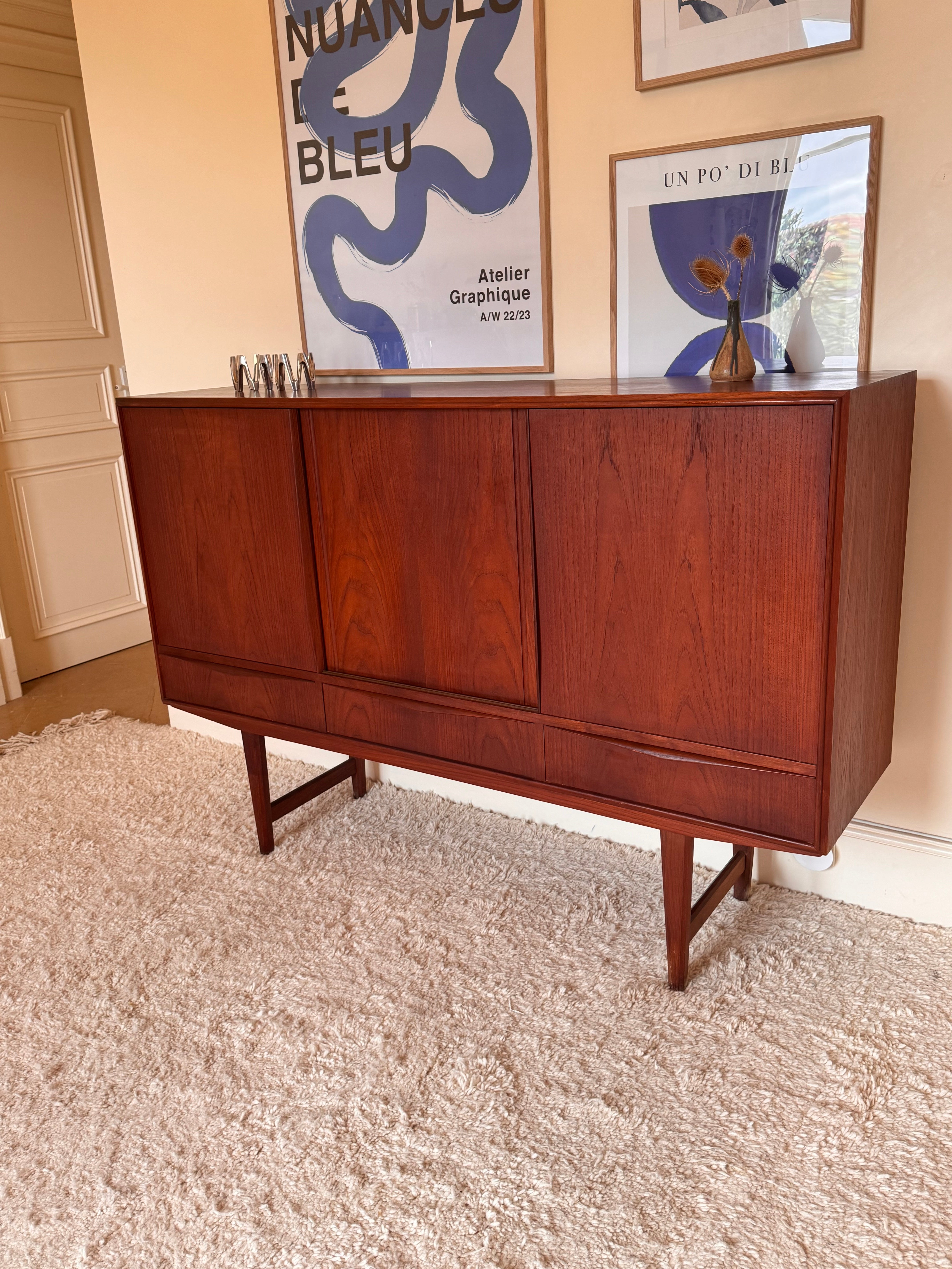 Enfilade scandinave vintage en teck par E.W Bach années 1960 "Gry"