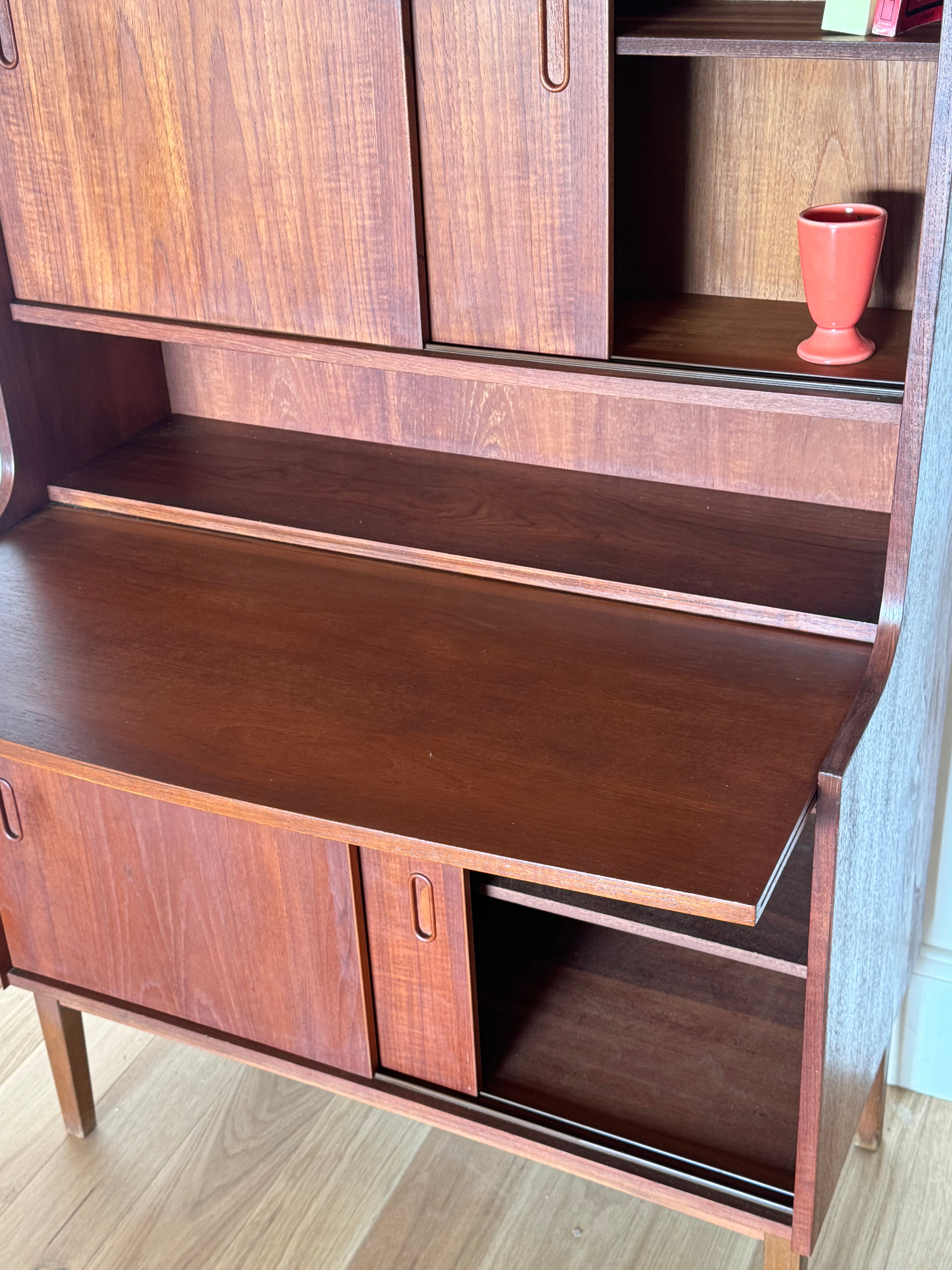 Bibliothèque Secrétaire scandinave vintage en teck "Loany"