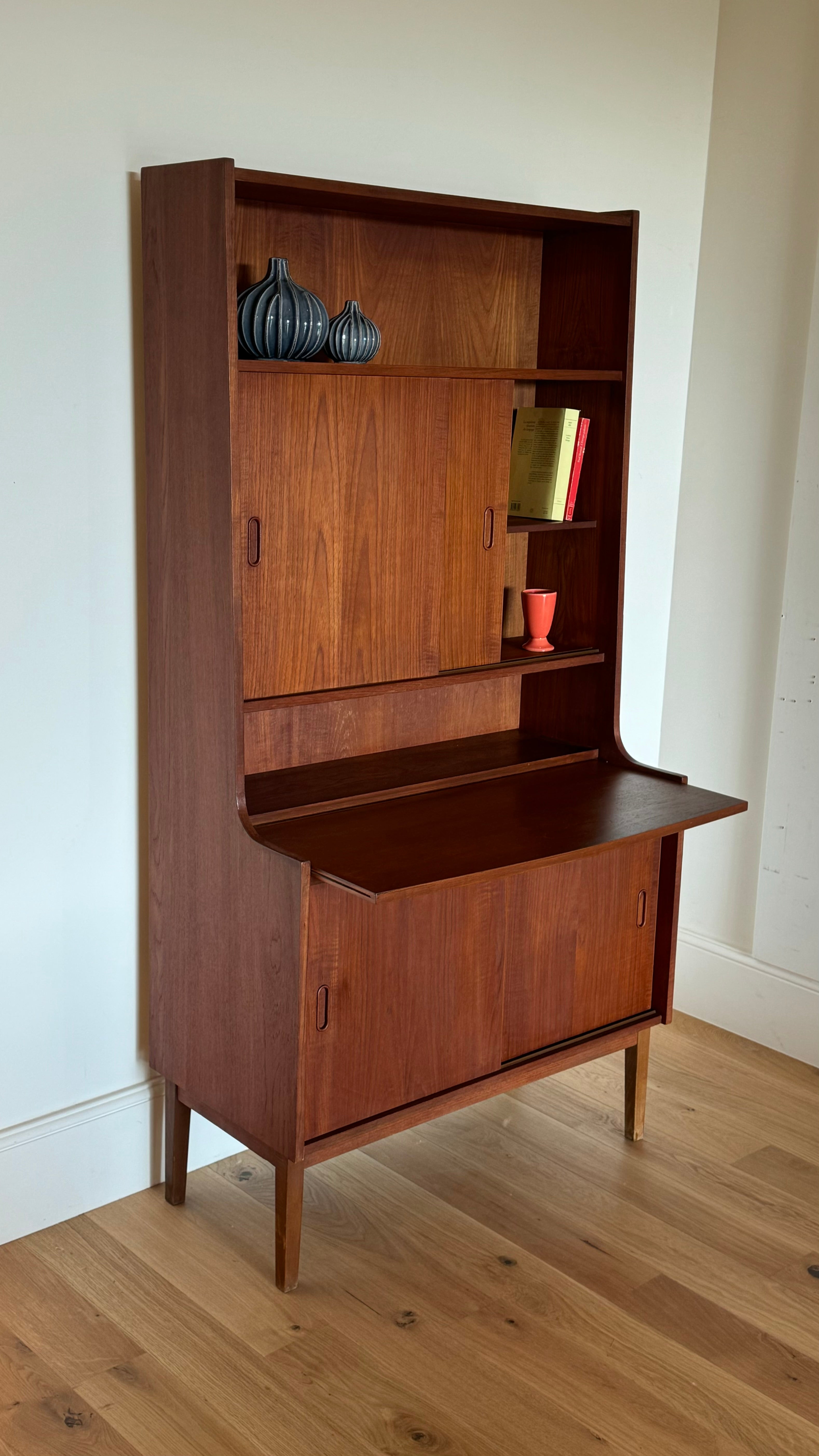 Bibliothèque Secrétaire scandinave vintage en teck "Loany"