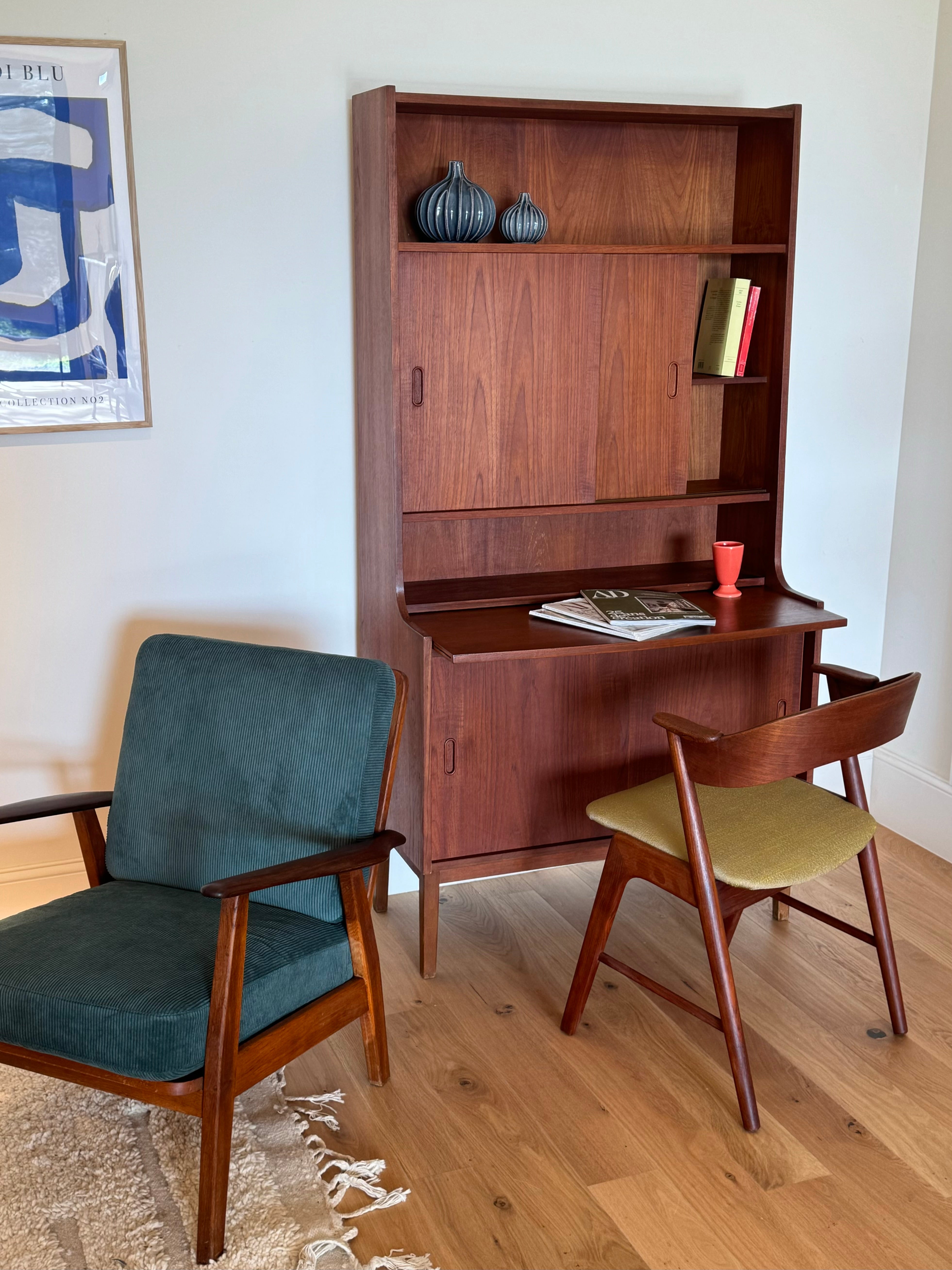 Bibliothèque Secrétaire scandinave vintage en teck "Loany"