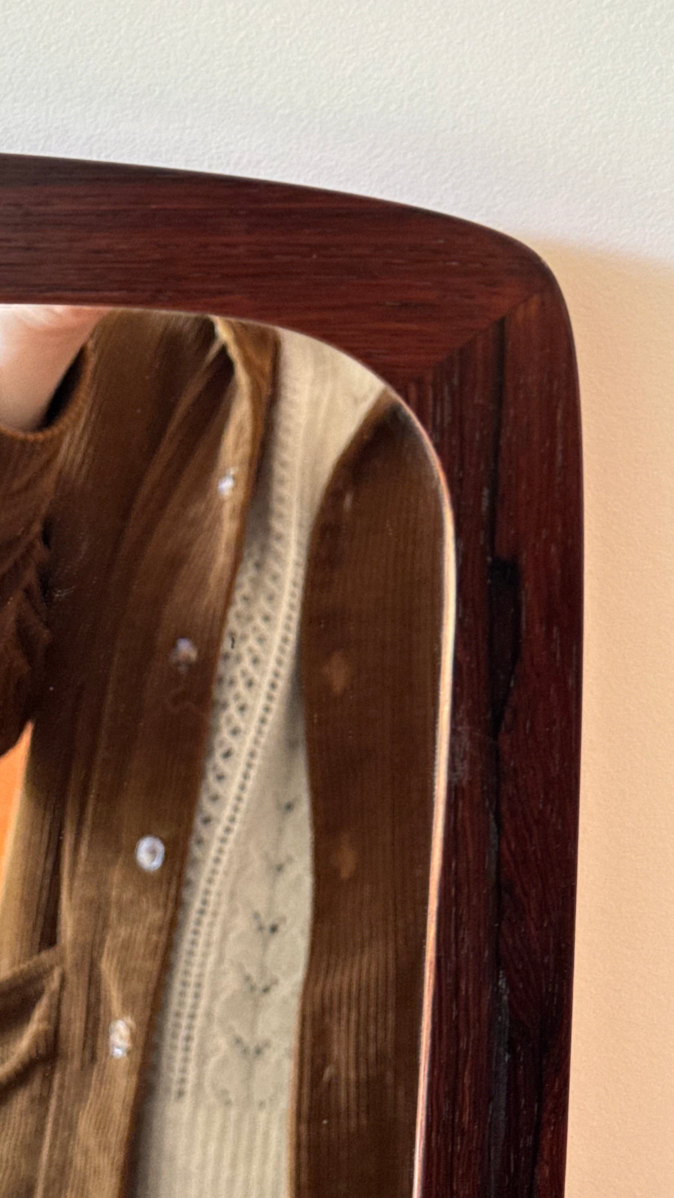 Miroir danois vintage "Tage" – forme rétroviseur, teck, années 60
